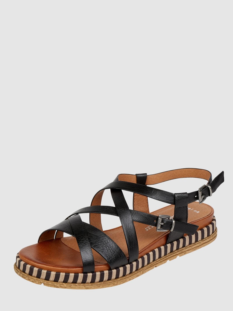 Sandalen in Leder-Optik in schwarz