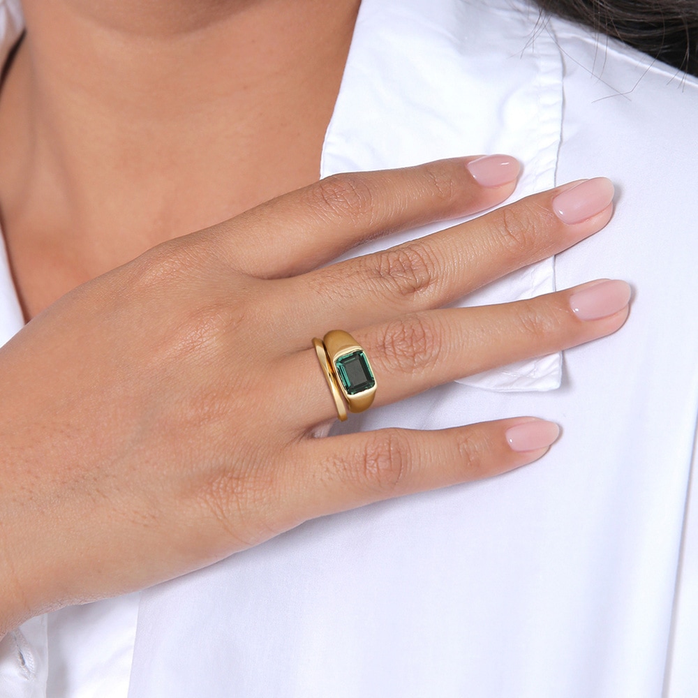 Elli PREMIUM Elli PREMIUM Bague Femmes Sceau classique Set de 2 avec pierre précieuse de quart Bague