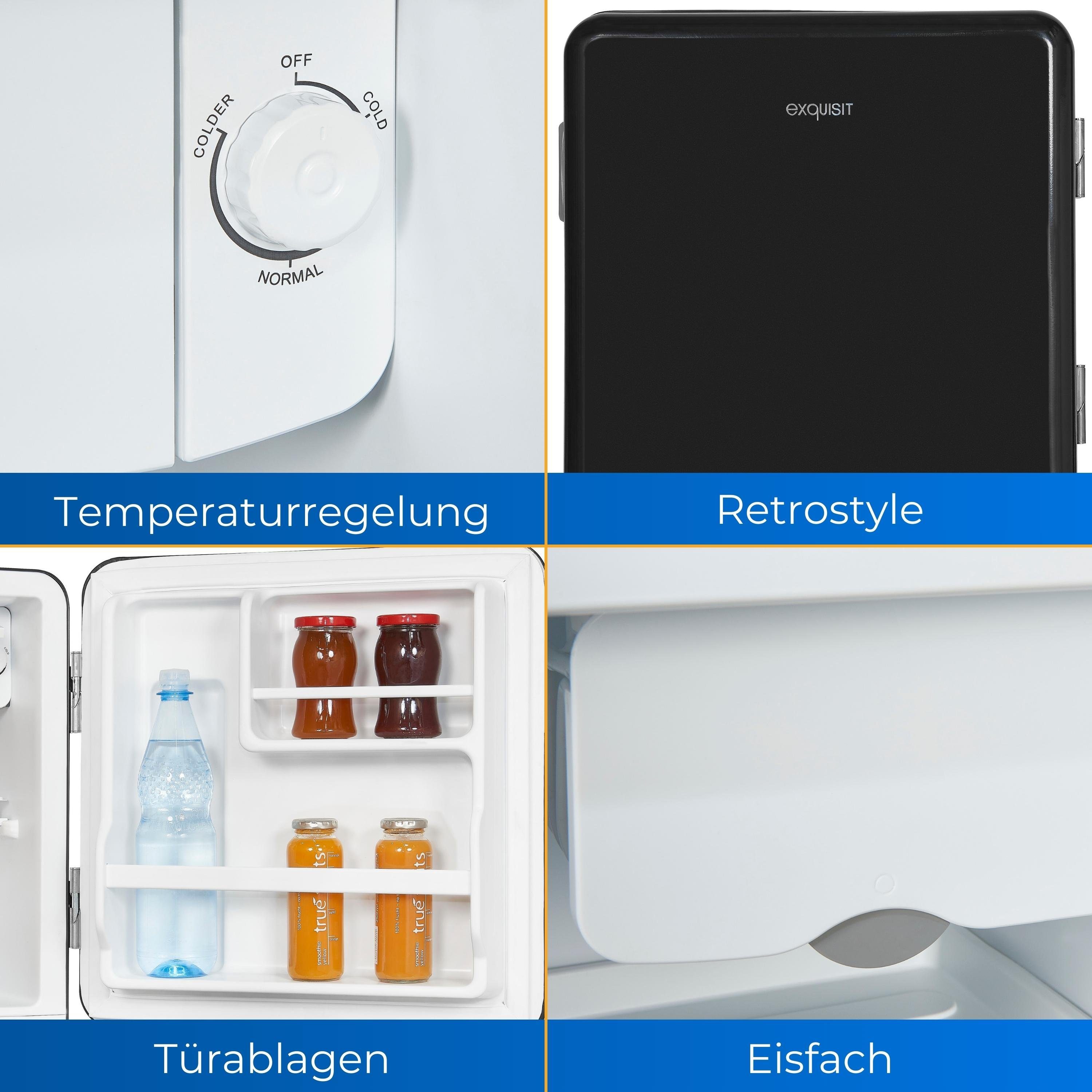 exquisit Kühlschrank Retro CKB45-0-031F, 50 cm hoch, 48.5 cm breit, kompakter Mini-Kühlschrank mit Eisfach in modernen Retro-Look
