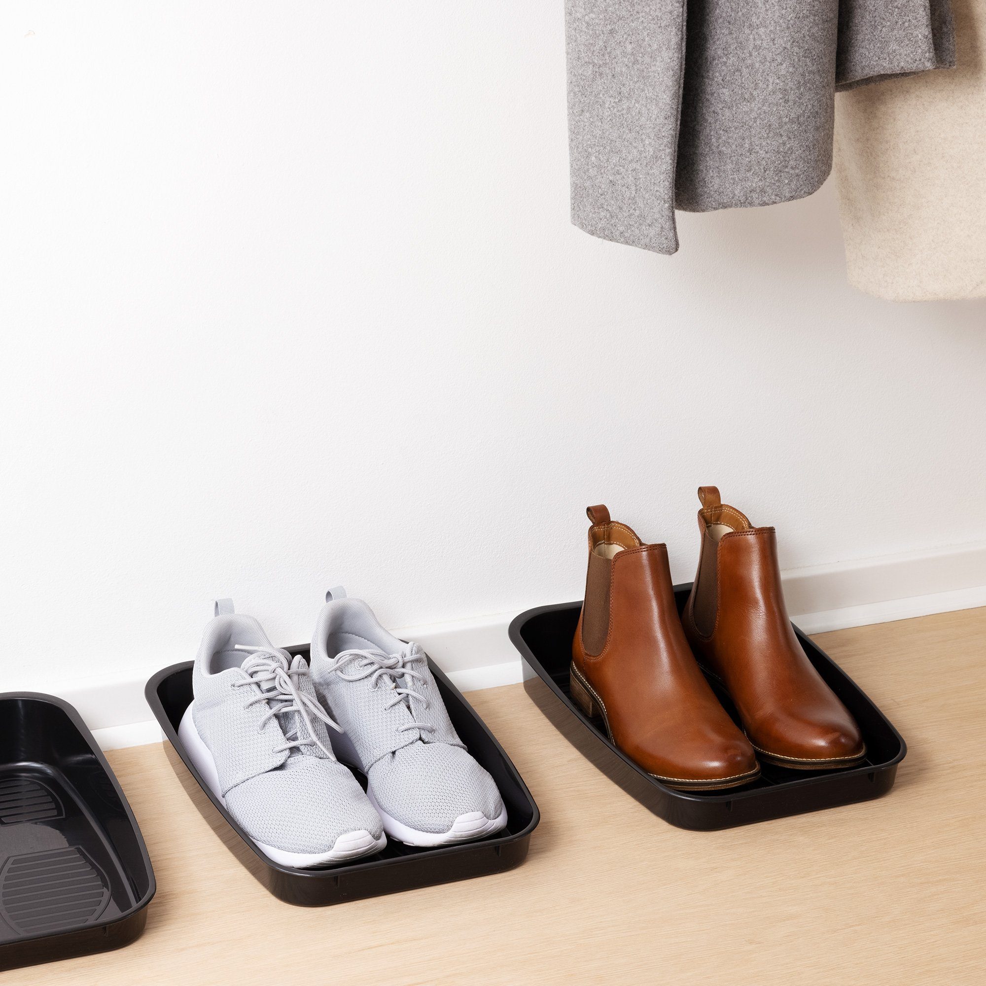 Navaris Schuhabtropfschale Schuhablage Set, 6-teilig, stapelbar, für Garderobe/Schuhregal