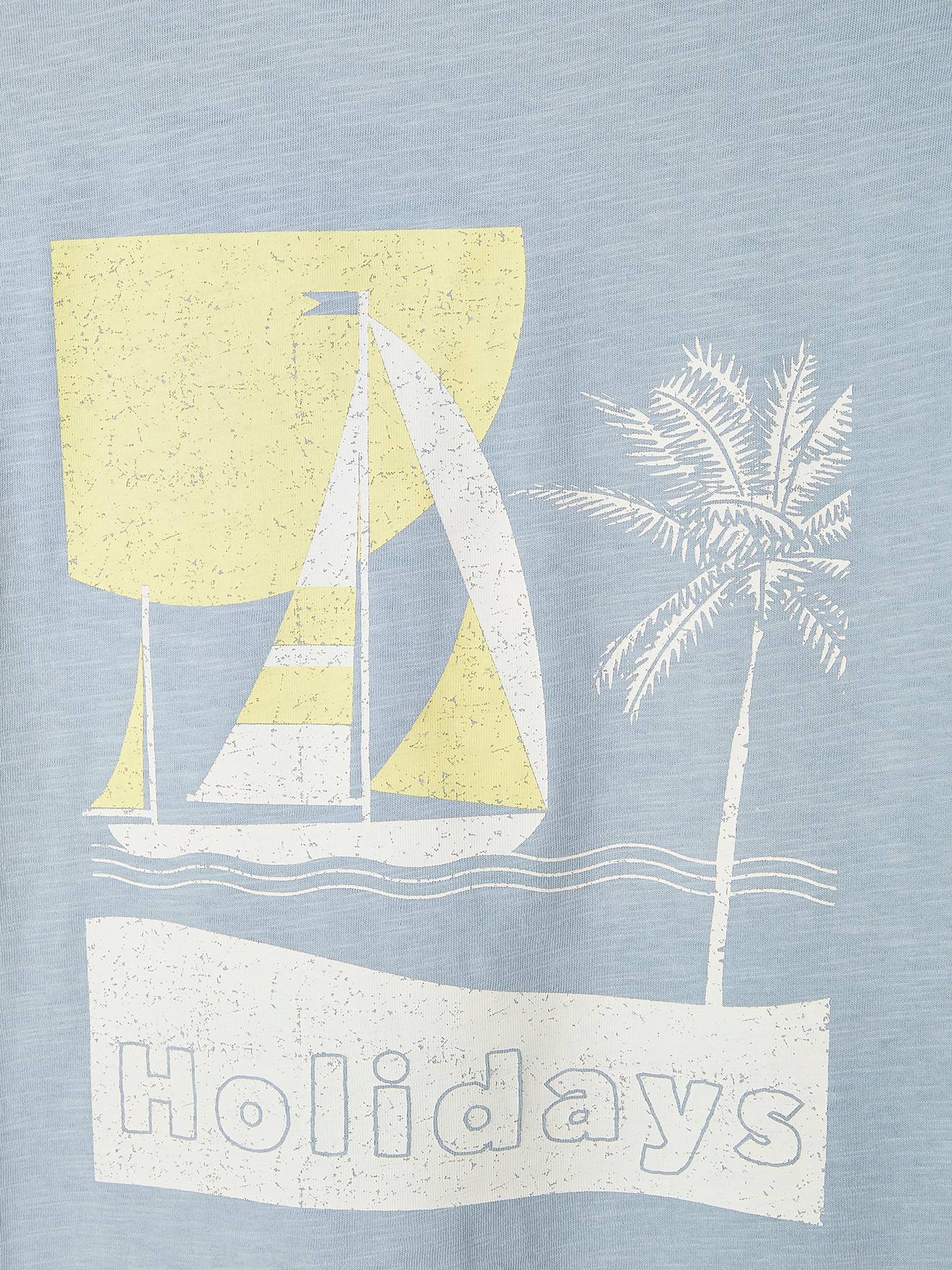 Vertbaudet Jungen T-Shirt, Boot-Print hinten - hellblau