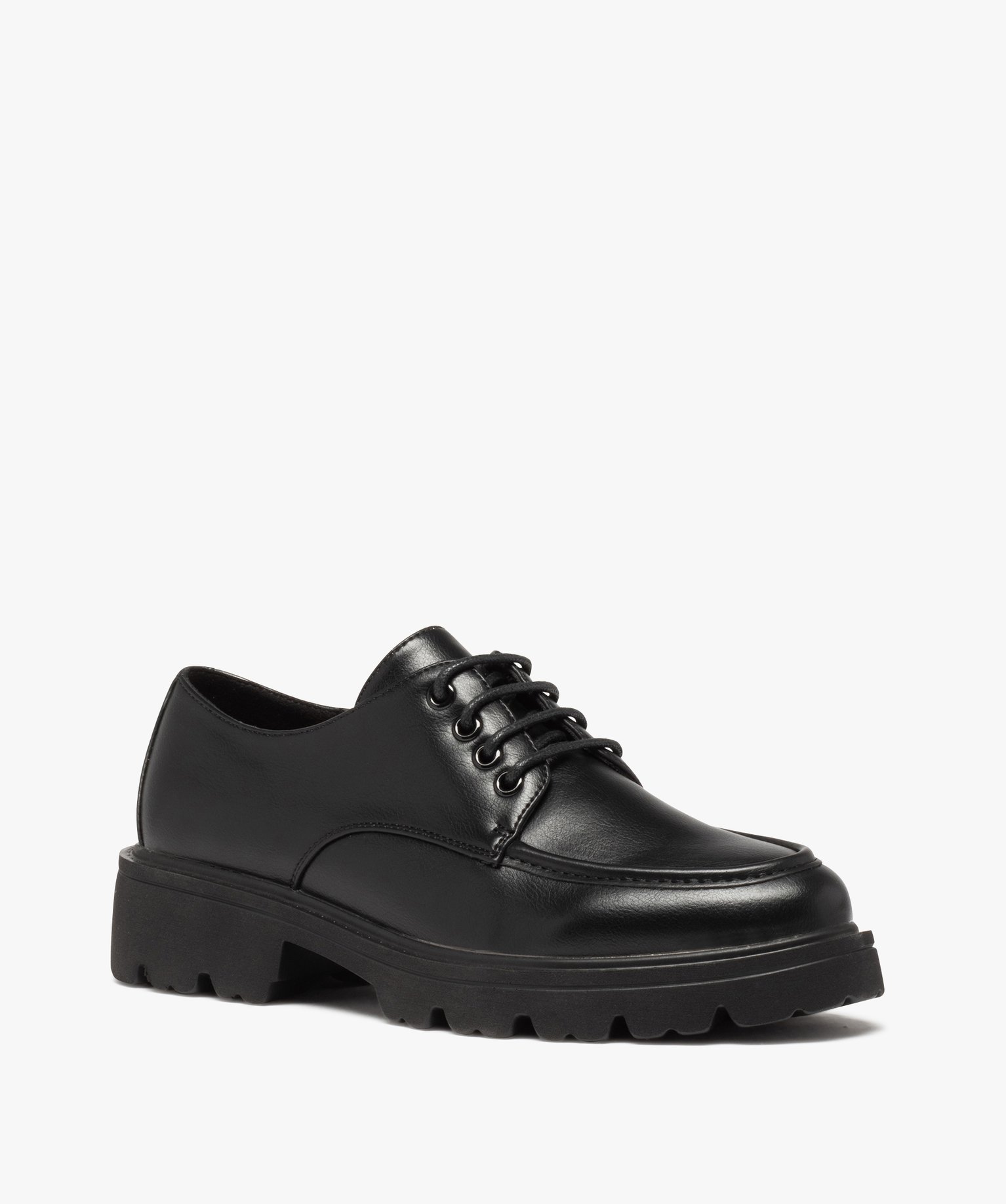 Derbies femme style rock à semelle épaisse et crantée noir | GEMO