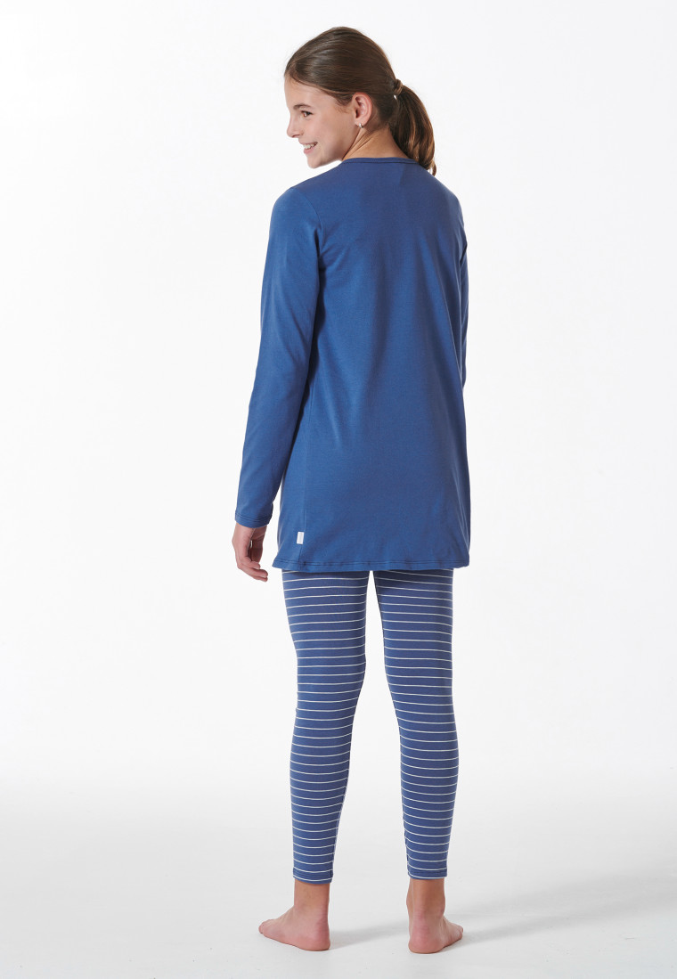 Schlafanzug lang Organic Cotton Pferdeprint blau - Horse World