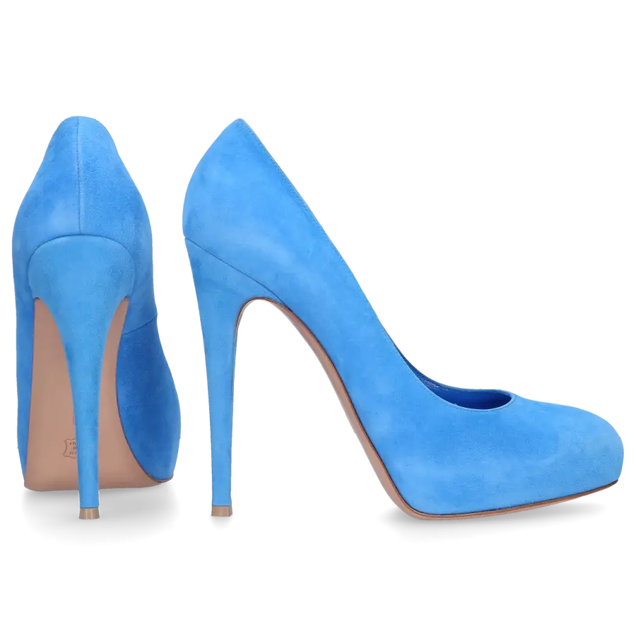 Gianvito Rossi - Plateaupumps Veloursleder blau - blau