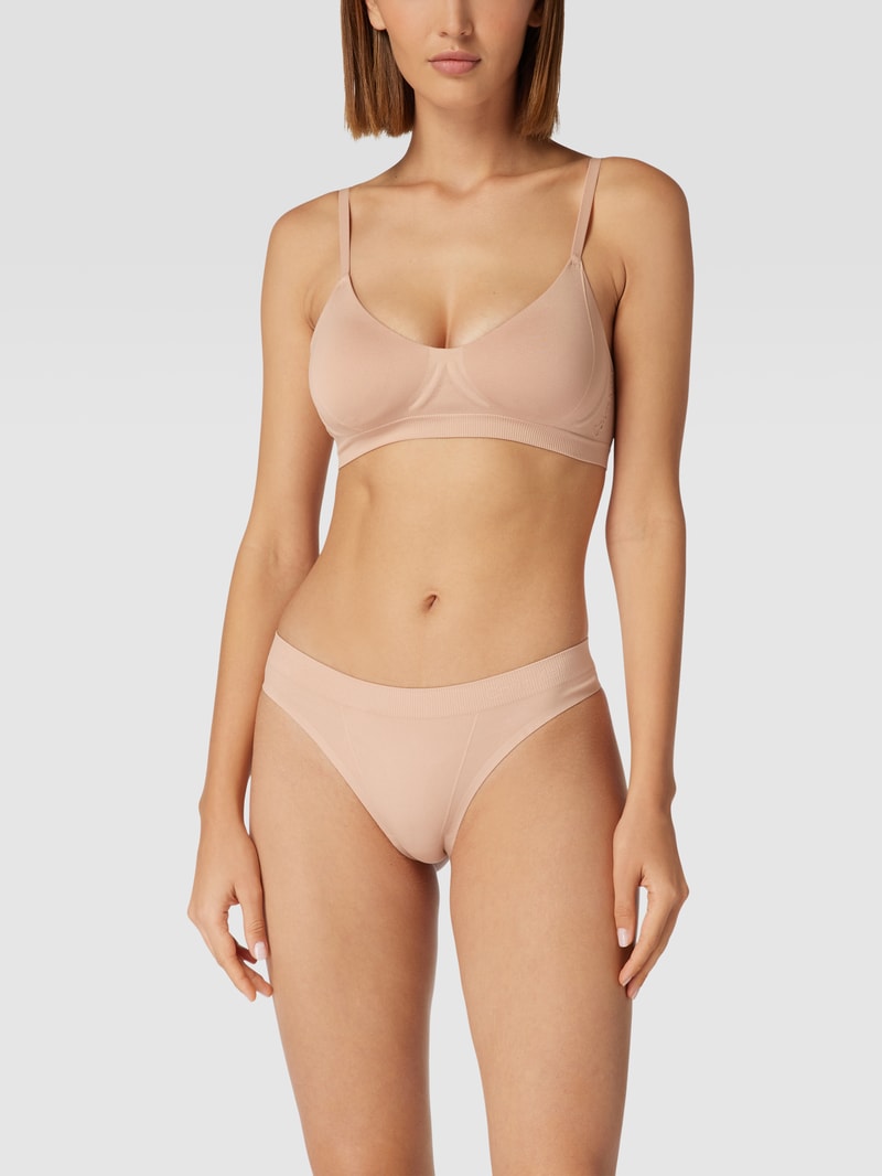 Bandeau-BH mit Label-Schriftzug in beige