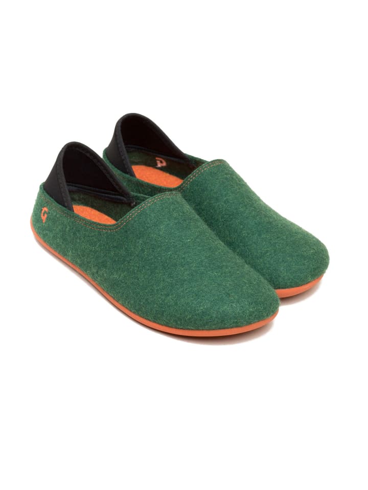 Gottstein Hausschuh Wool Slip-On in green/orange günstig kaufen
