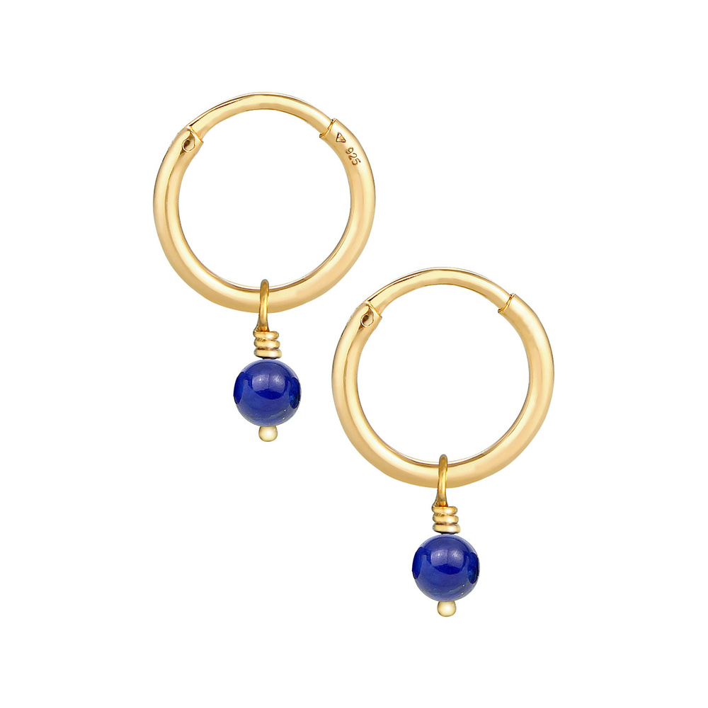Elli Elli Boucles d'Oreilles Dames Creoles Boule Lapis Lazuli noble tendance en argent Boucles d'oreilles