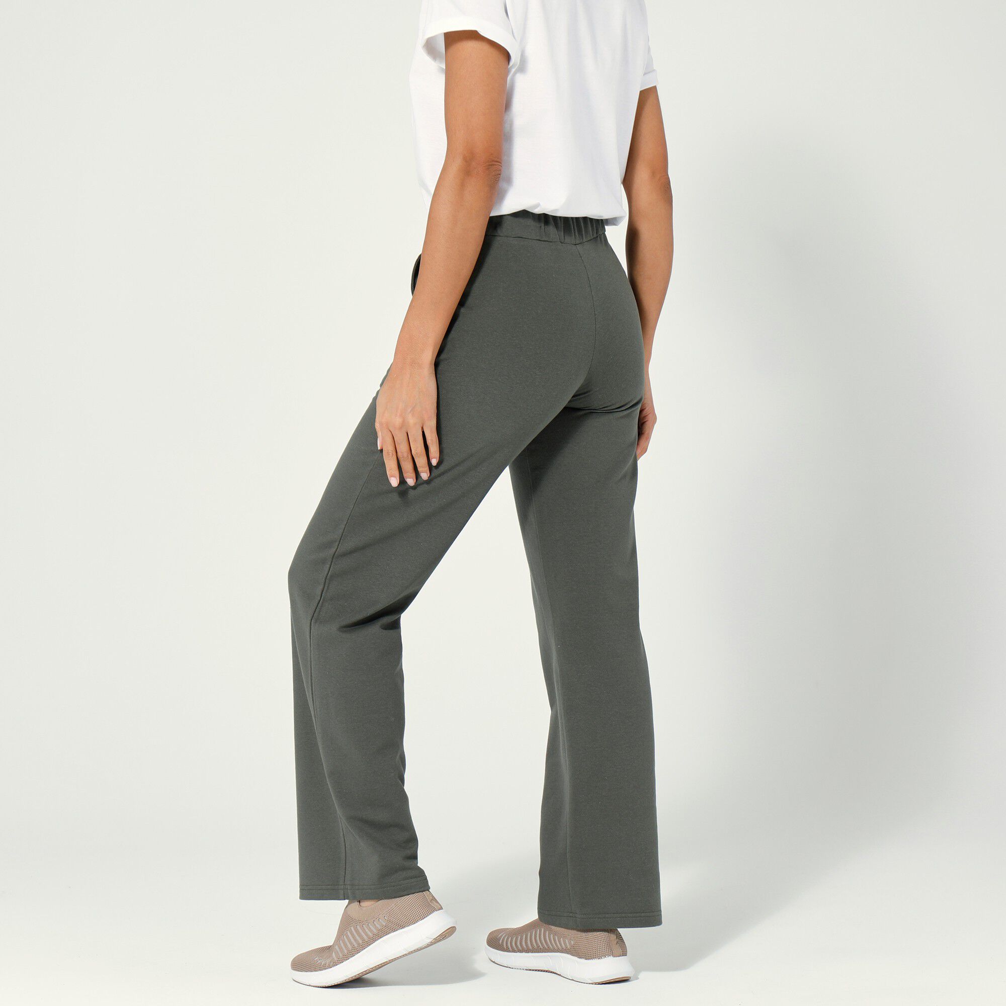 Pantalon coupe large molleton taille élastiquée