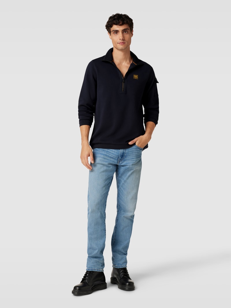 Sweatshirt mit Troyer-Kragen in hellgrün
