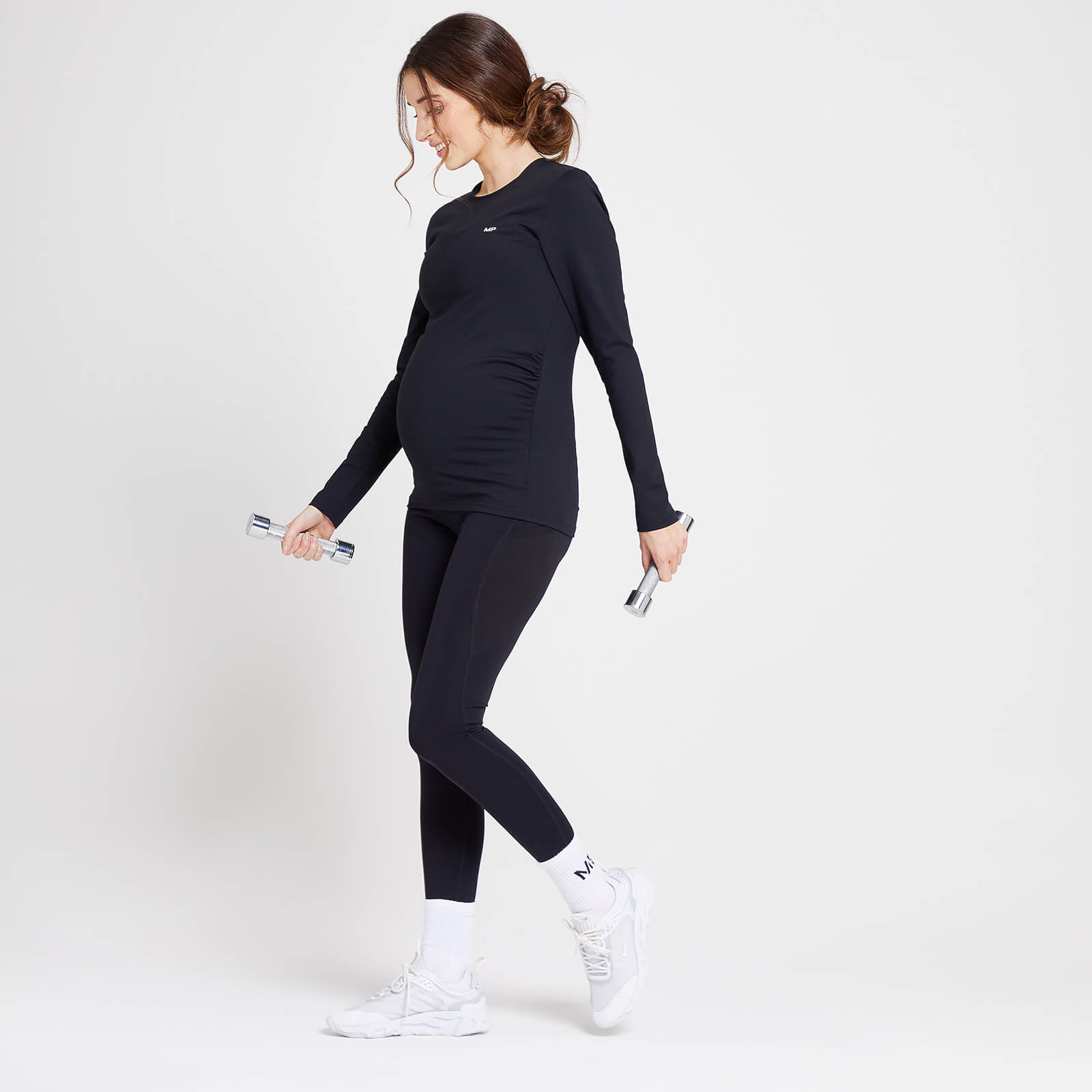 Duo de hauts de maternité à manches longues MP Power pour femmes – Noir/Blanc