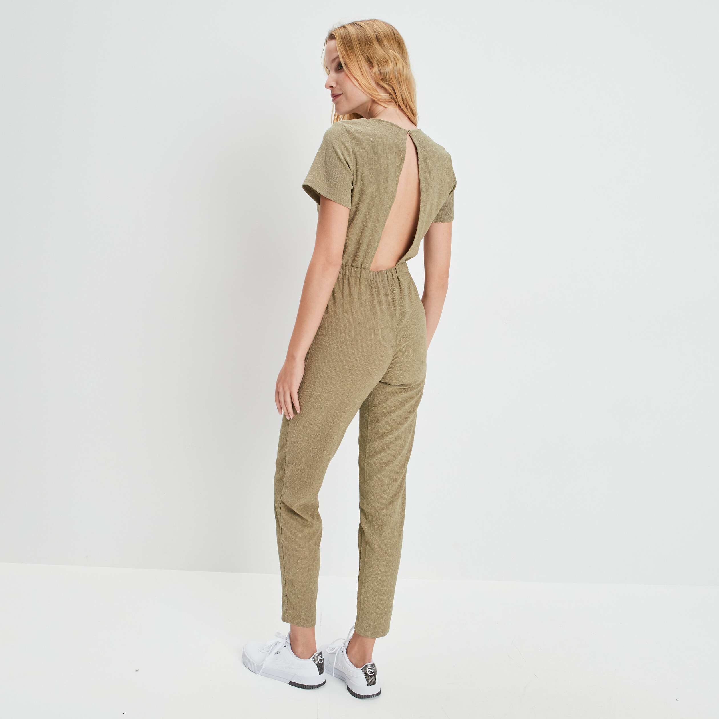 Combinaison pantalon fluide Creeks vert kaki femme | La Halle
