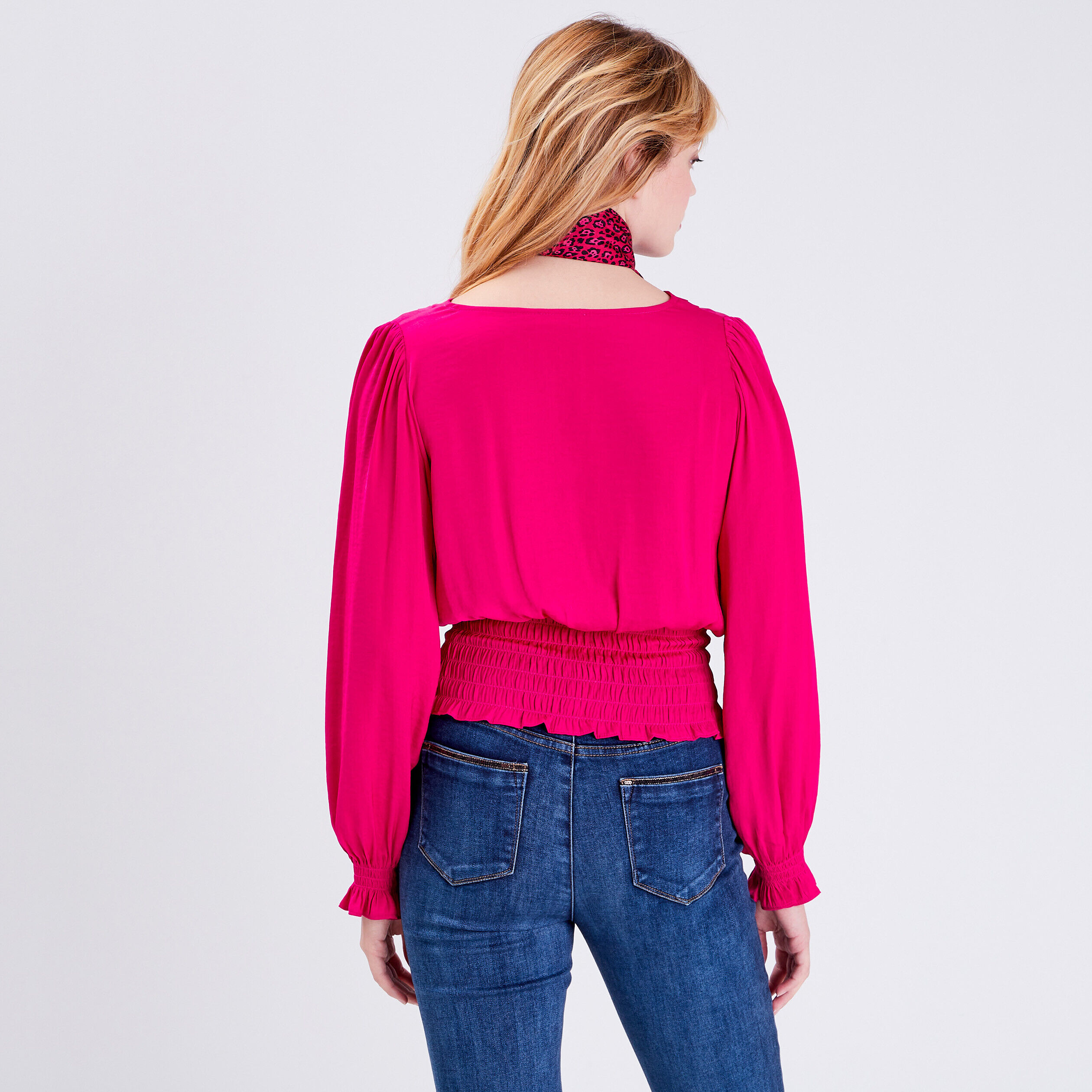 Blouse manches longues rose fushia femme | Cache Cache