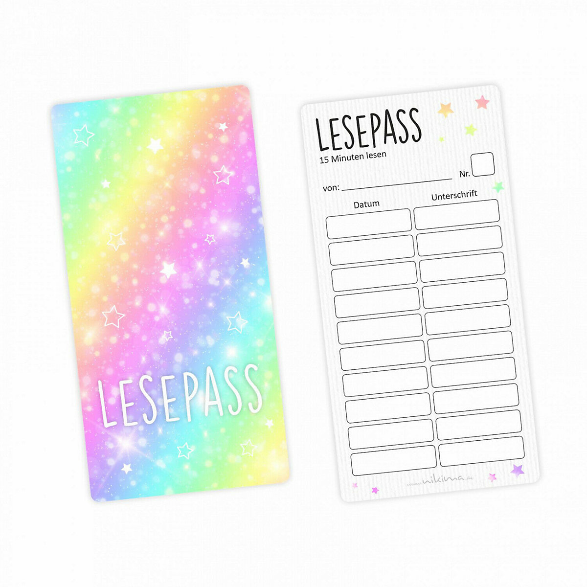 Lesepass Regenbogen Lesezeichen zum lesen üben Grundschule 10-100 Stück Lesezeichen