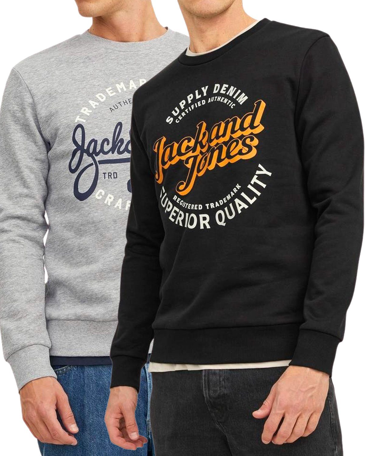 Jack & Jones Sweatshirt (2er-Pack) flauschiger Print Logo Pullover