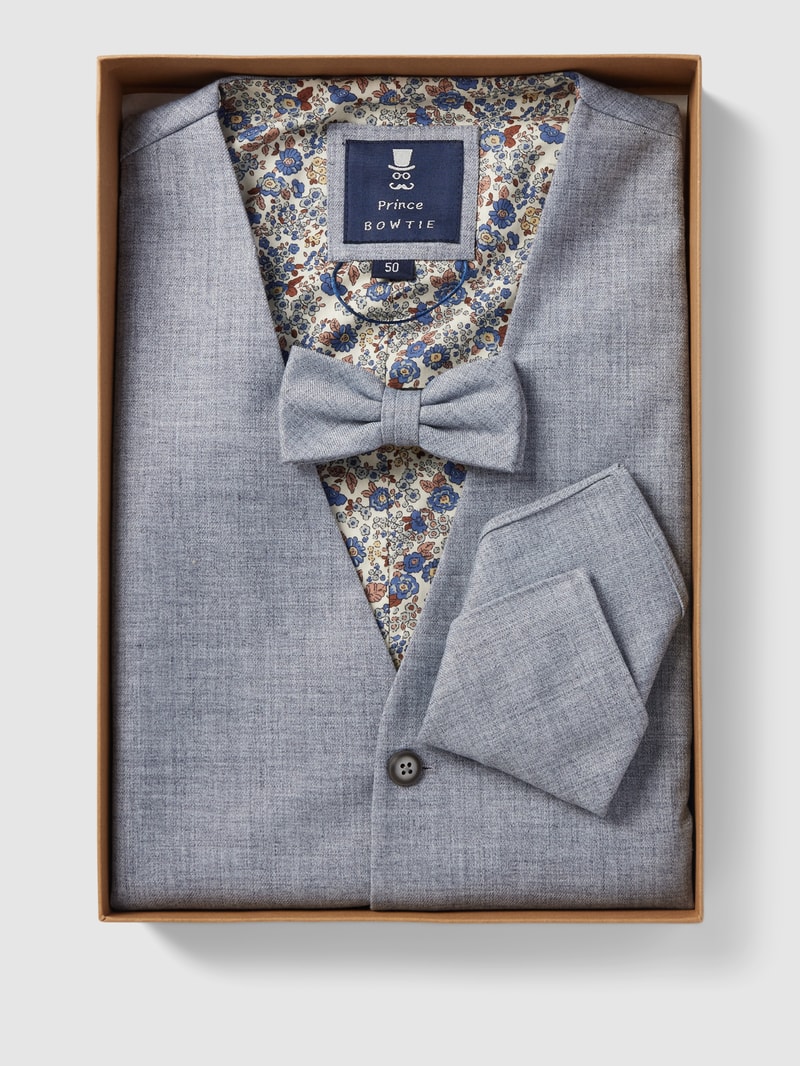Krawatte und Einstecktuch im Set mit Allover-Muster in blau