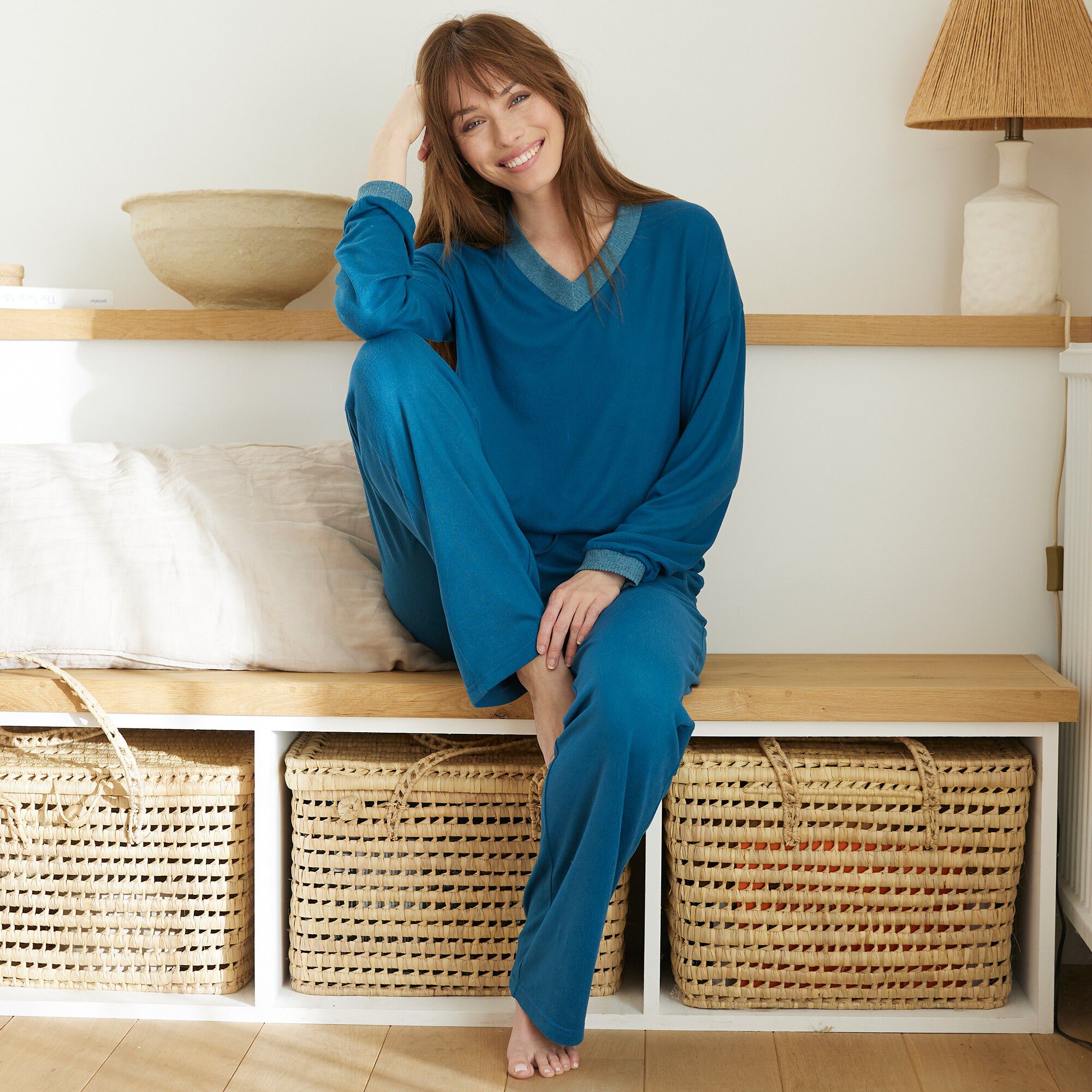 Pyjama manches longues en maille fluide