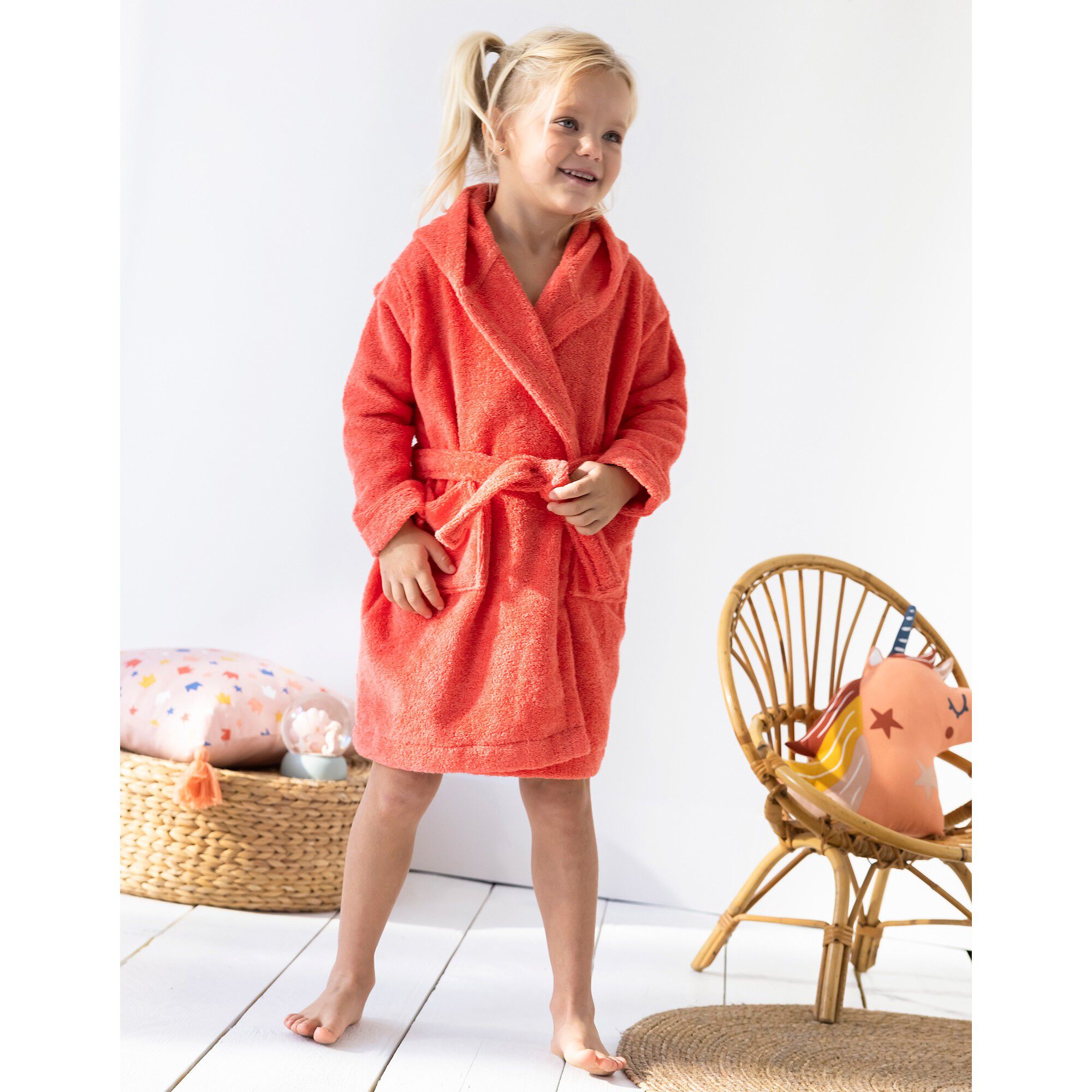 Peignoir de bain enfant licorne à capuche éponge coton
