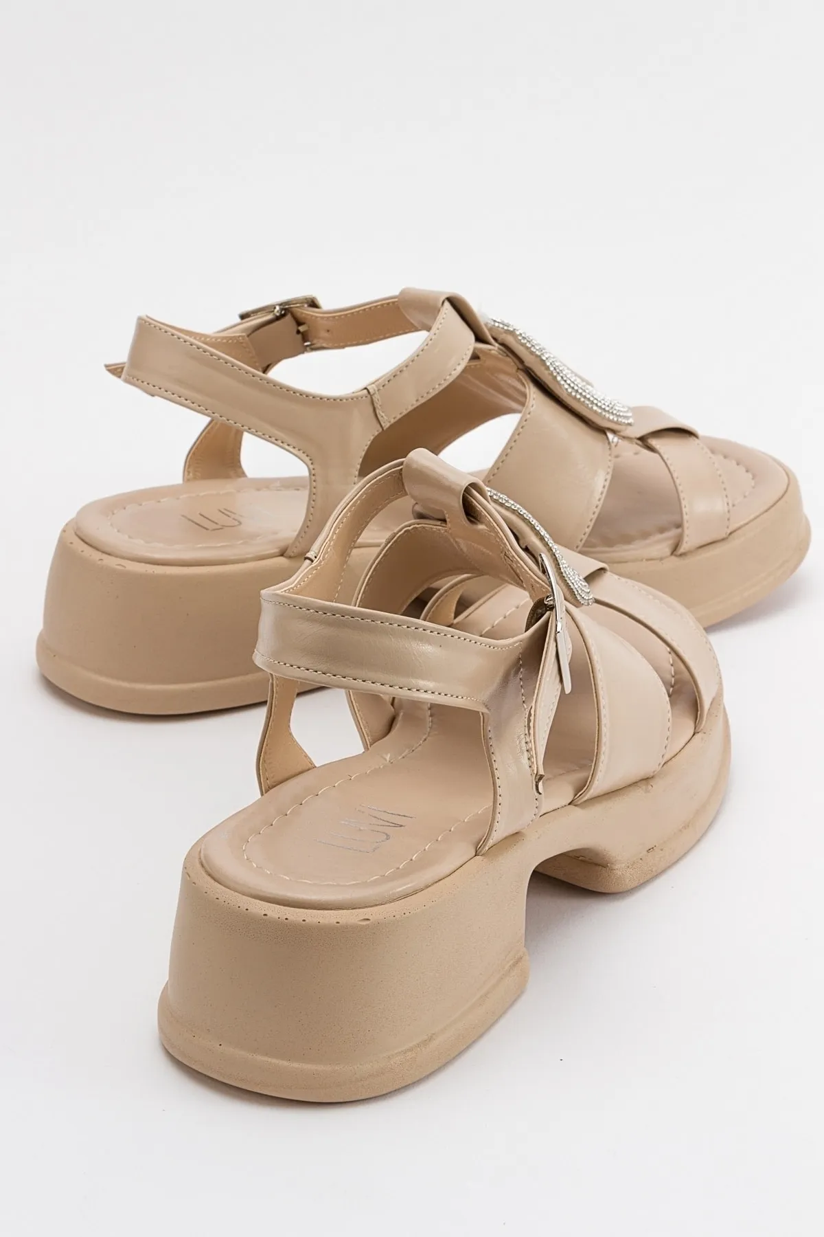 LuviShoes  Redy Ecru Beige Damensandalen