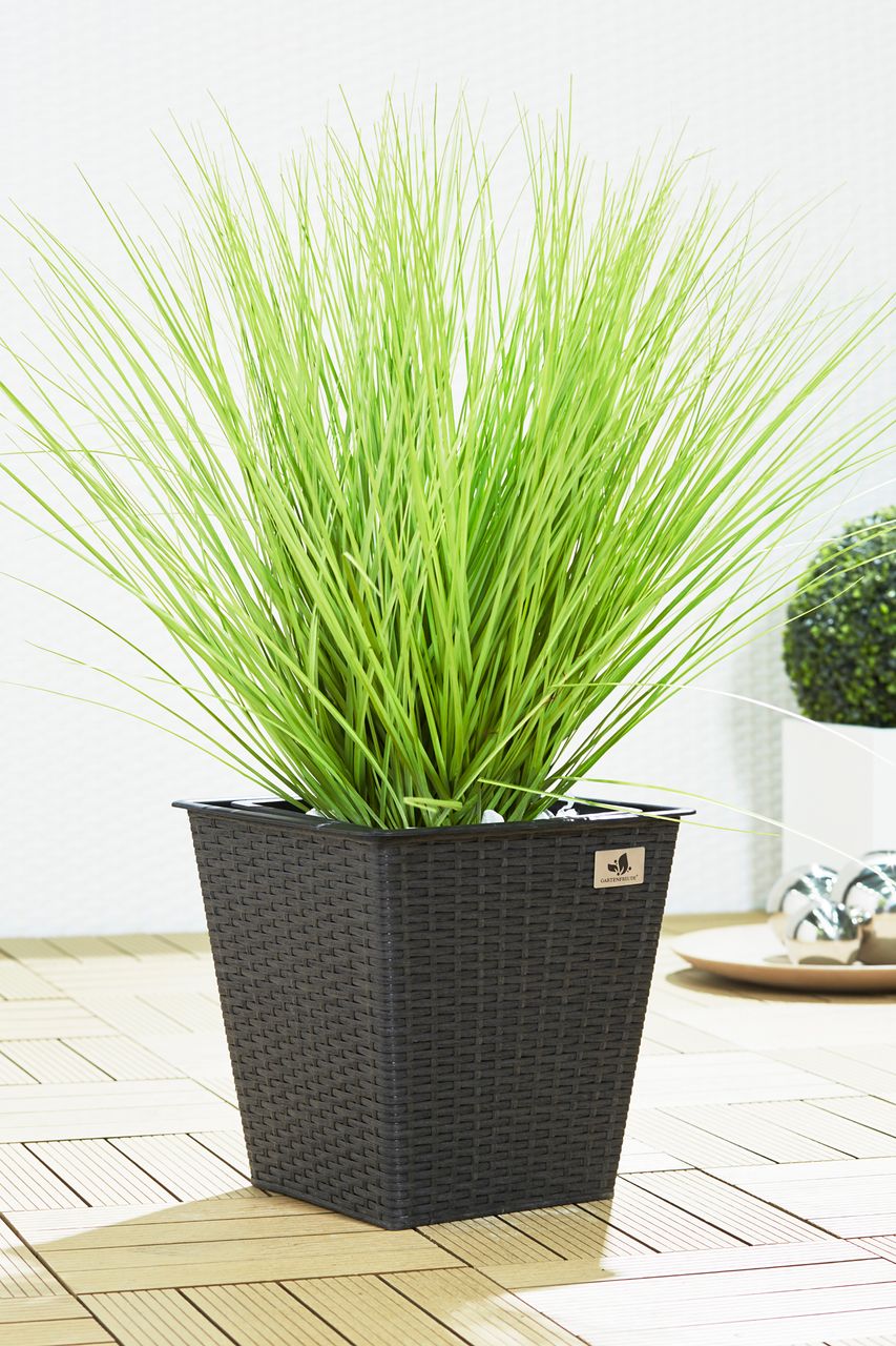 Weles Pflanzkübel aus Polyrattan 2er Set 32 x 32 x 32 cm, anthrazit