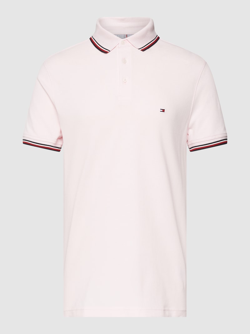 Poloshirt mit Kontraststreifen in koralle