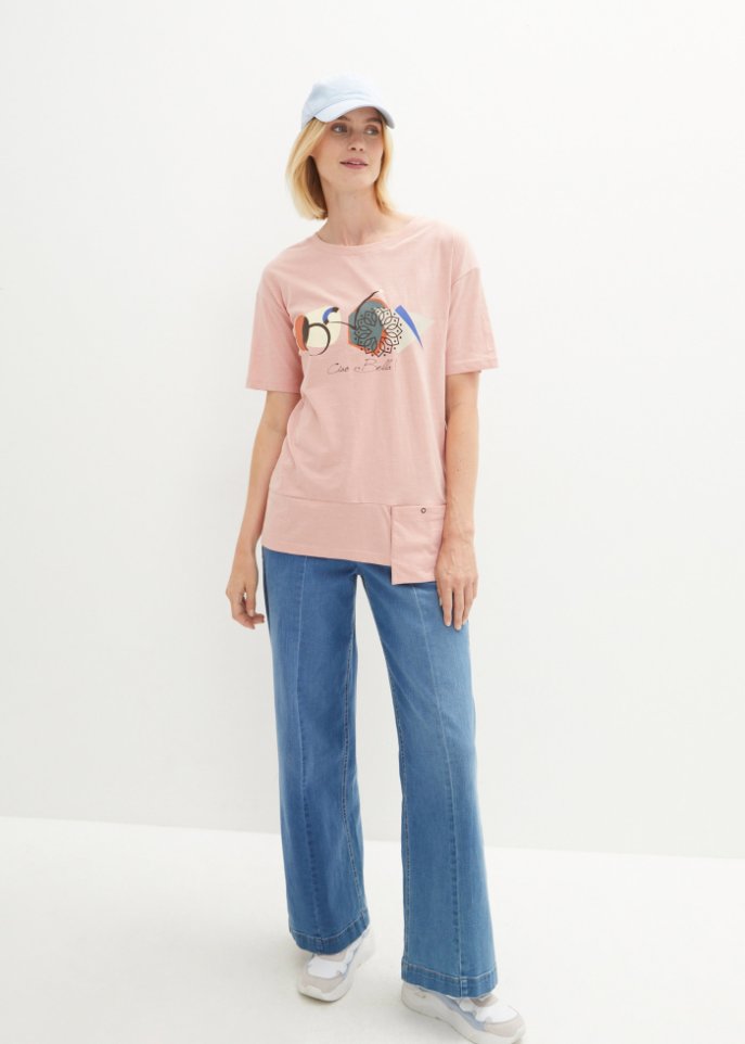 T-Shirt mit Tasche, 3/4 Arm