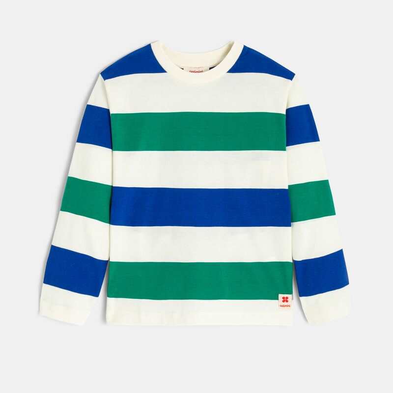 T-shirt garçon jersey rayures vertes Catimini