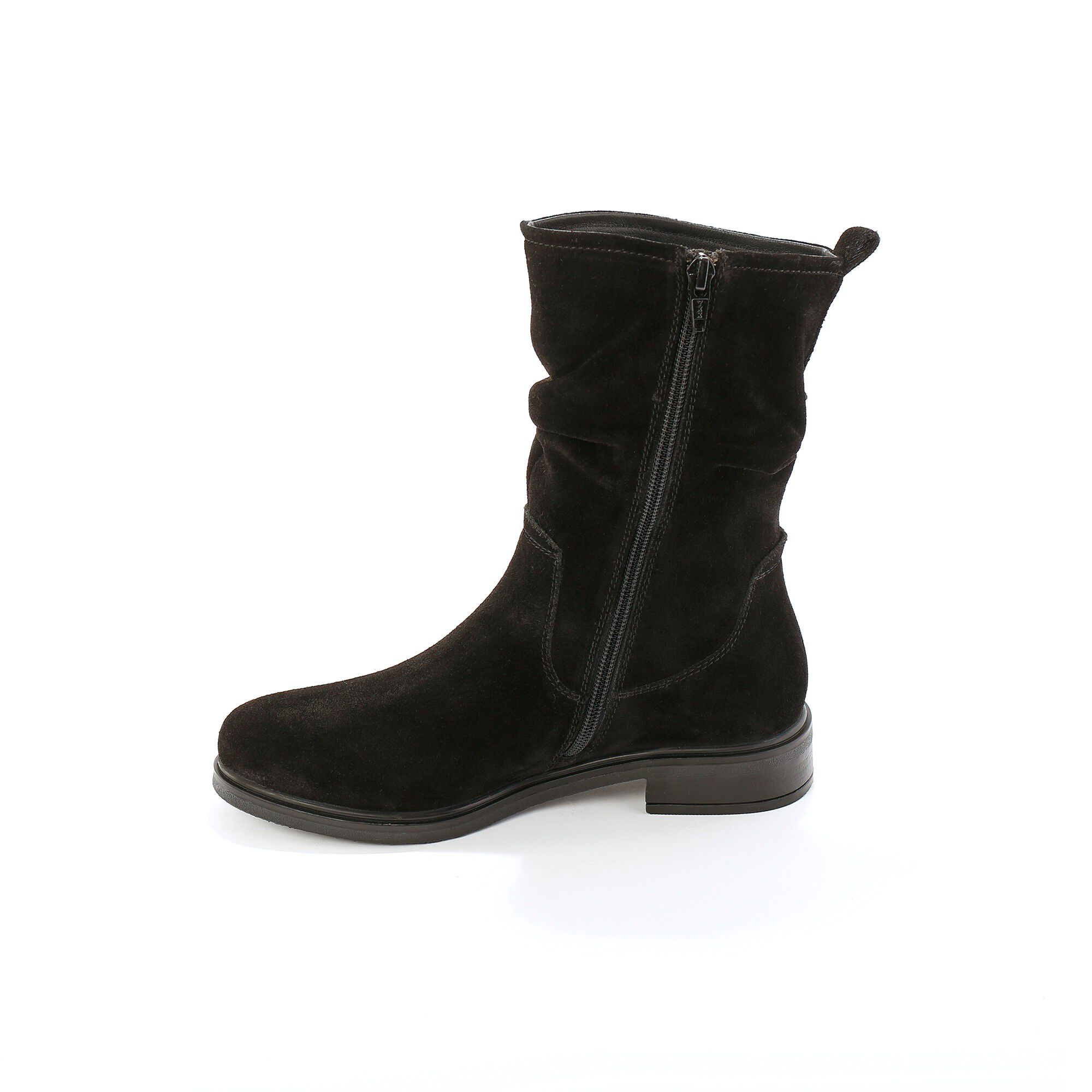 Bottes fourrées en cuir plissé