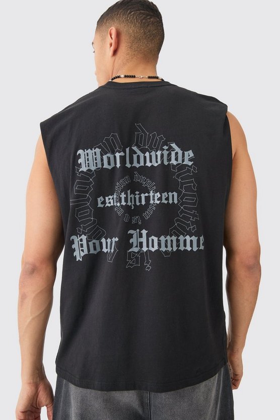 Oversize Tanktop mit Worldwide-Print