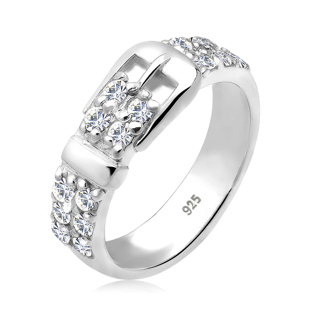 Elli Elli Bague Femme Motif de Ceinture Amusant avec des Cristaux en Argent Sterling 9 Bague