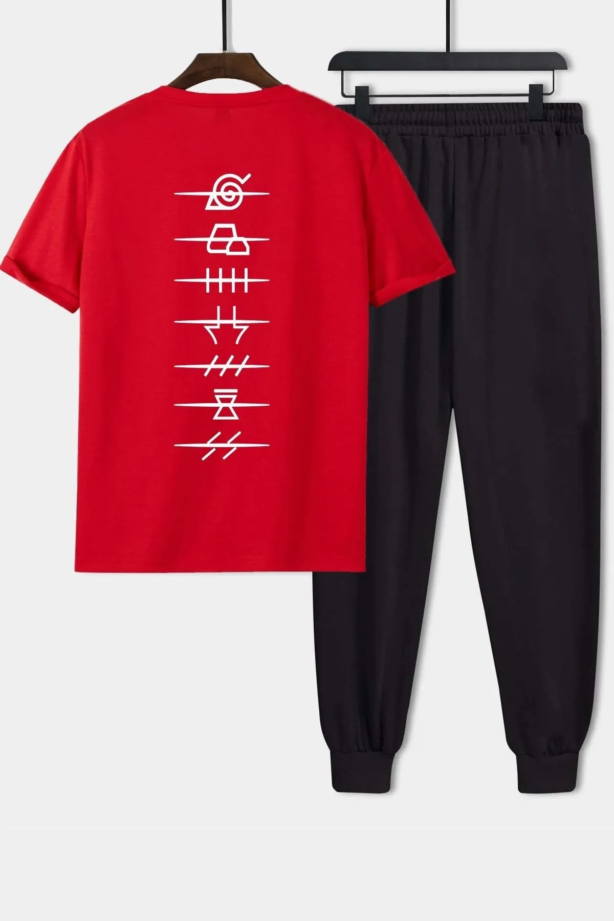 uyguntarz  Bedrucktes zweiteiliges Unisex-Trainingsanzugset „Ninja Akatsuki“.