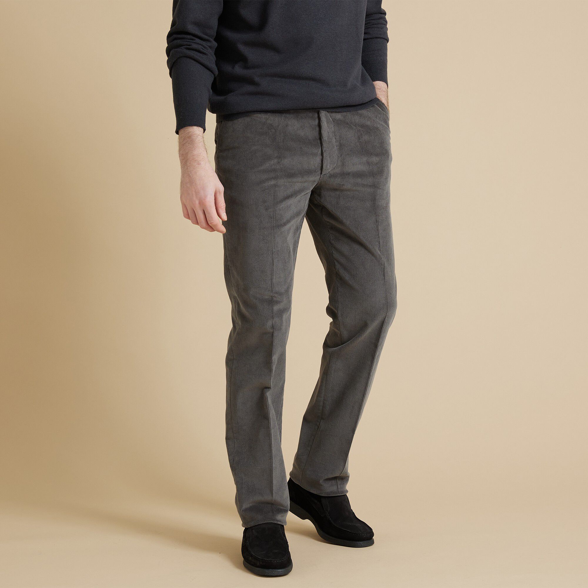 Pantalon velours taille élastiquée sans pince