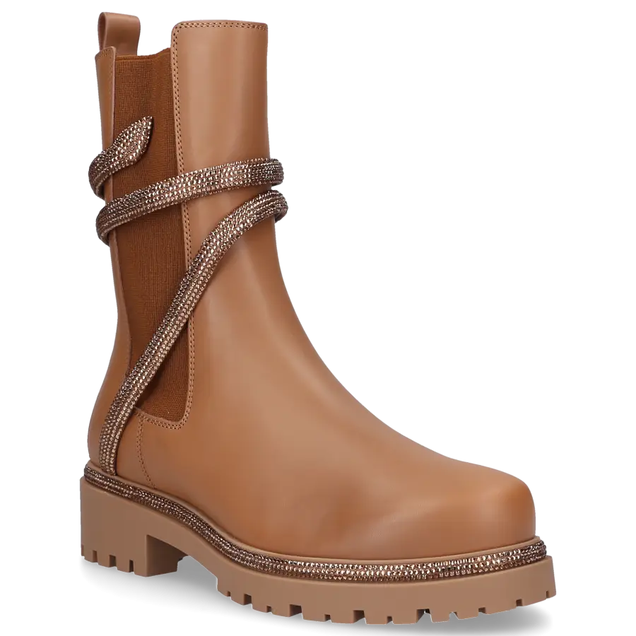 Rene Caovilla - Chelsea Boots CLEO CRYSTAL 25 Kalbsleder - braun