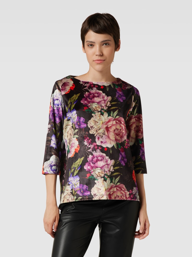 Sweatshirt mit floralem Muster in schwarz