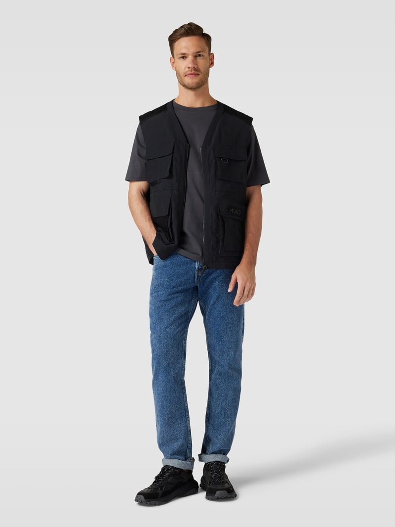 Weste mit Label-Patch Modell 'Bael' in schwarz