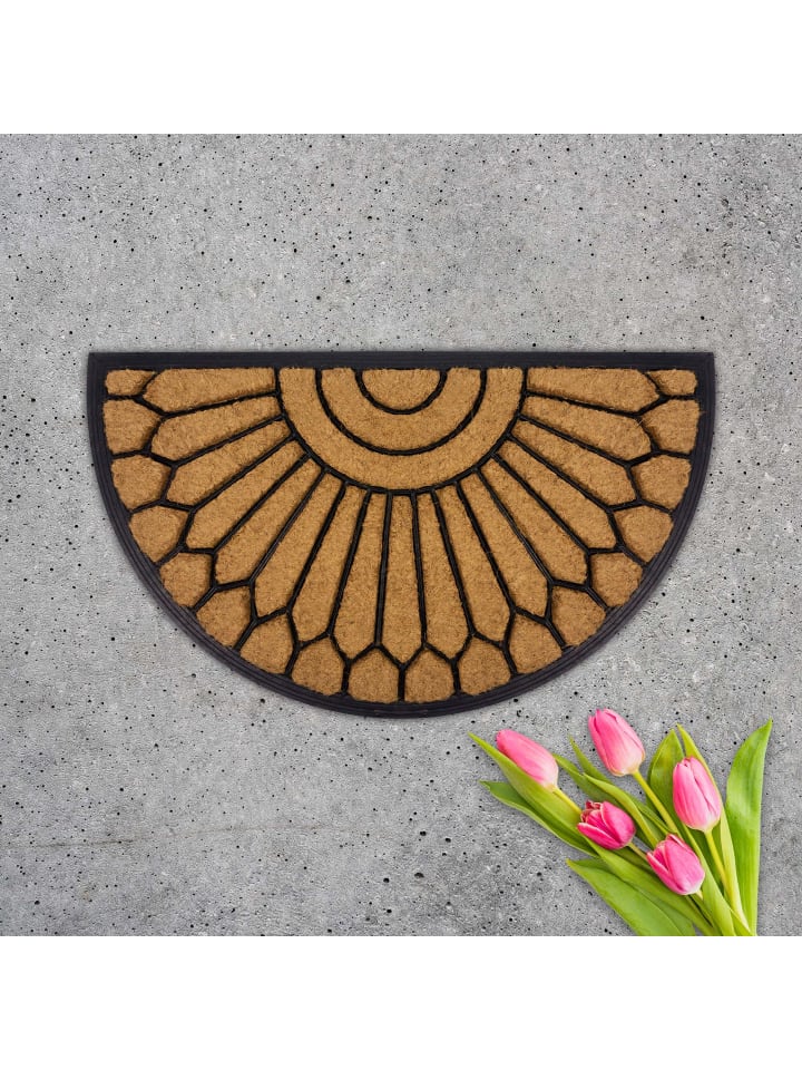 GMD Living Halbrunde Kokosmatte VENTOSA Halbkreisdesign in Farbe Braun günstig kaufen 45 x 75 cm