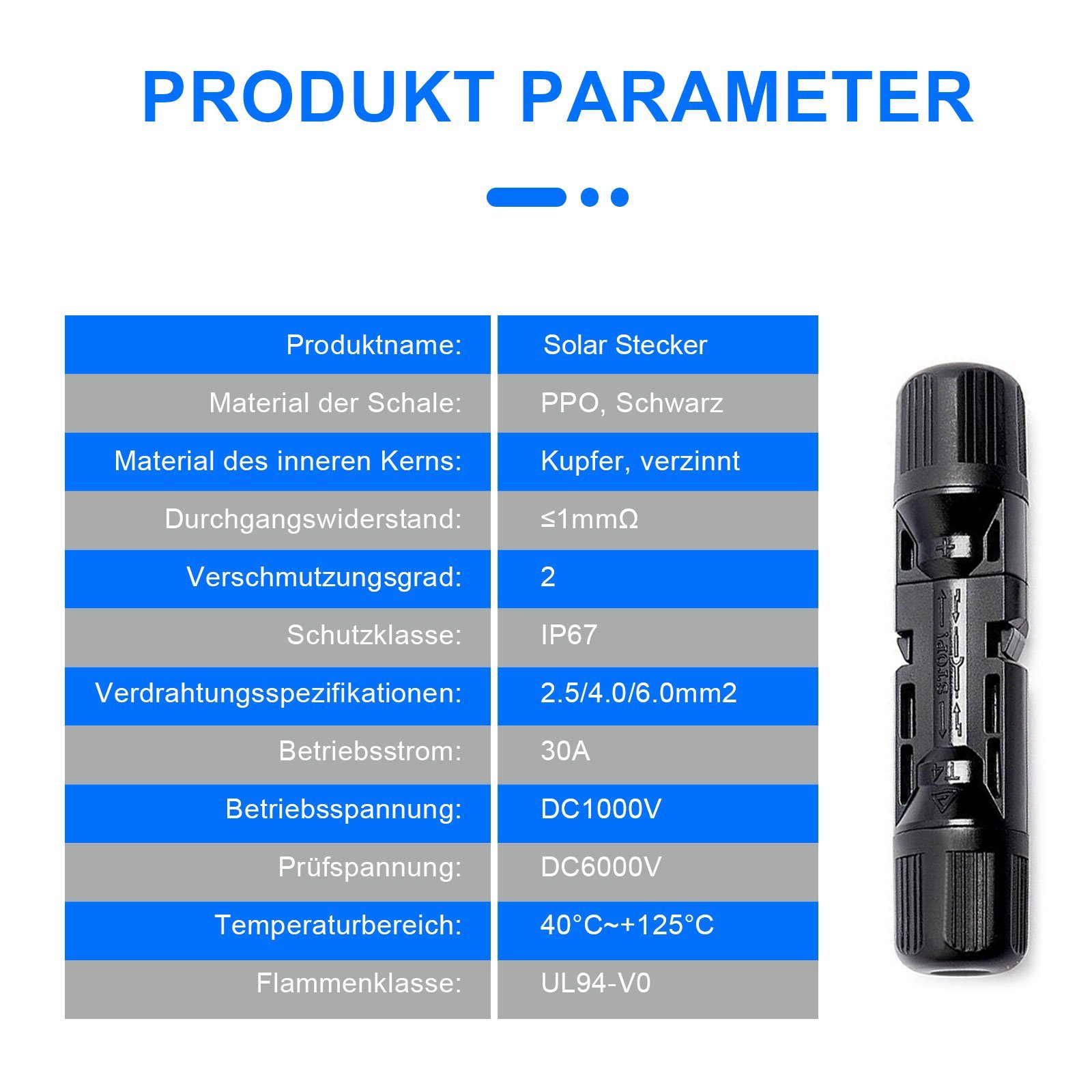 PFCTART Solarmodul MC4 Solarstecker,Stecker, Anschluss, Abdichtung, 5 Paare+Werkzeuge, (22-St)