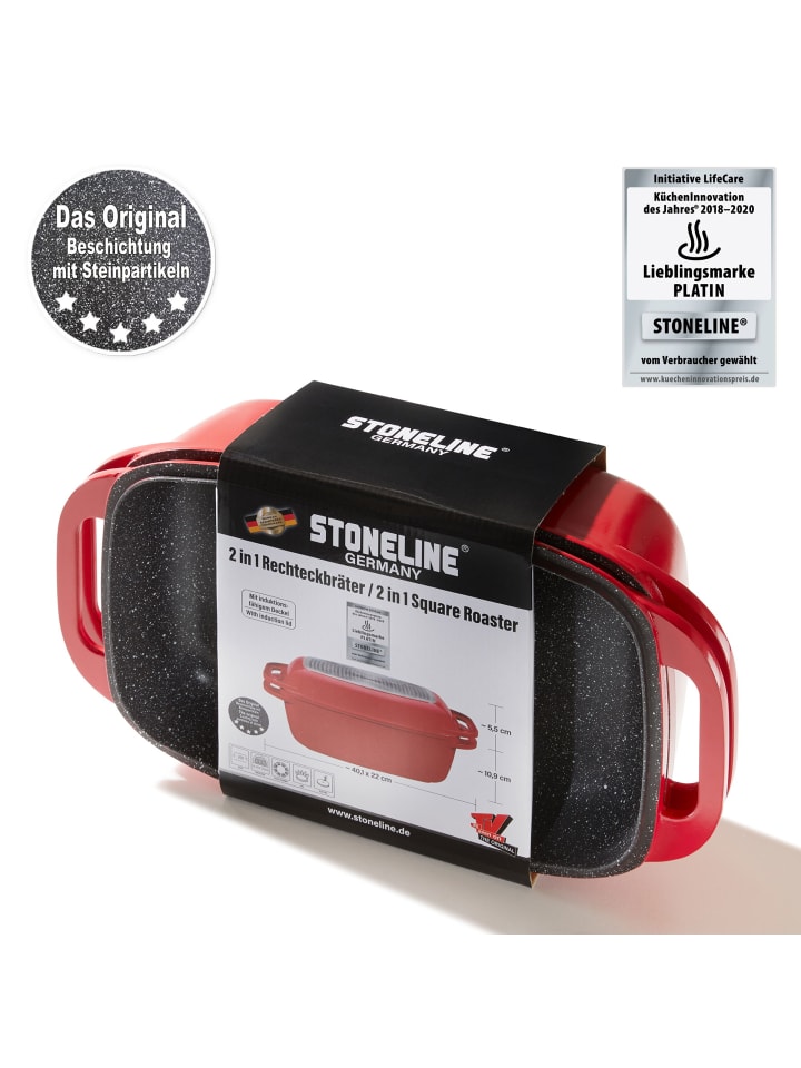 Stoneline Bräter Schmortopf 40x22 cm | mit Deckel in Rot günstig kaufen 40 x 22 cm