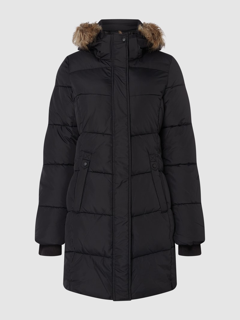 Steppjacke mit abnehmbarer Kapuze in schwarz