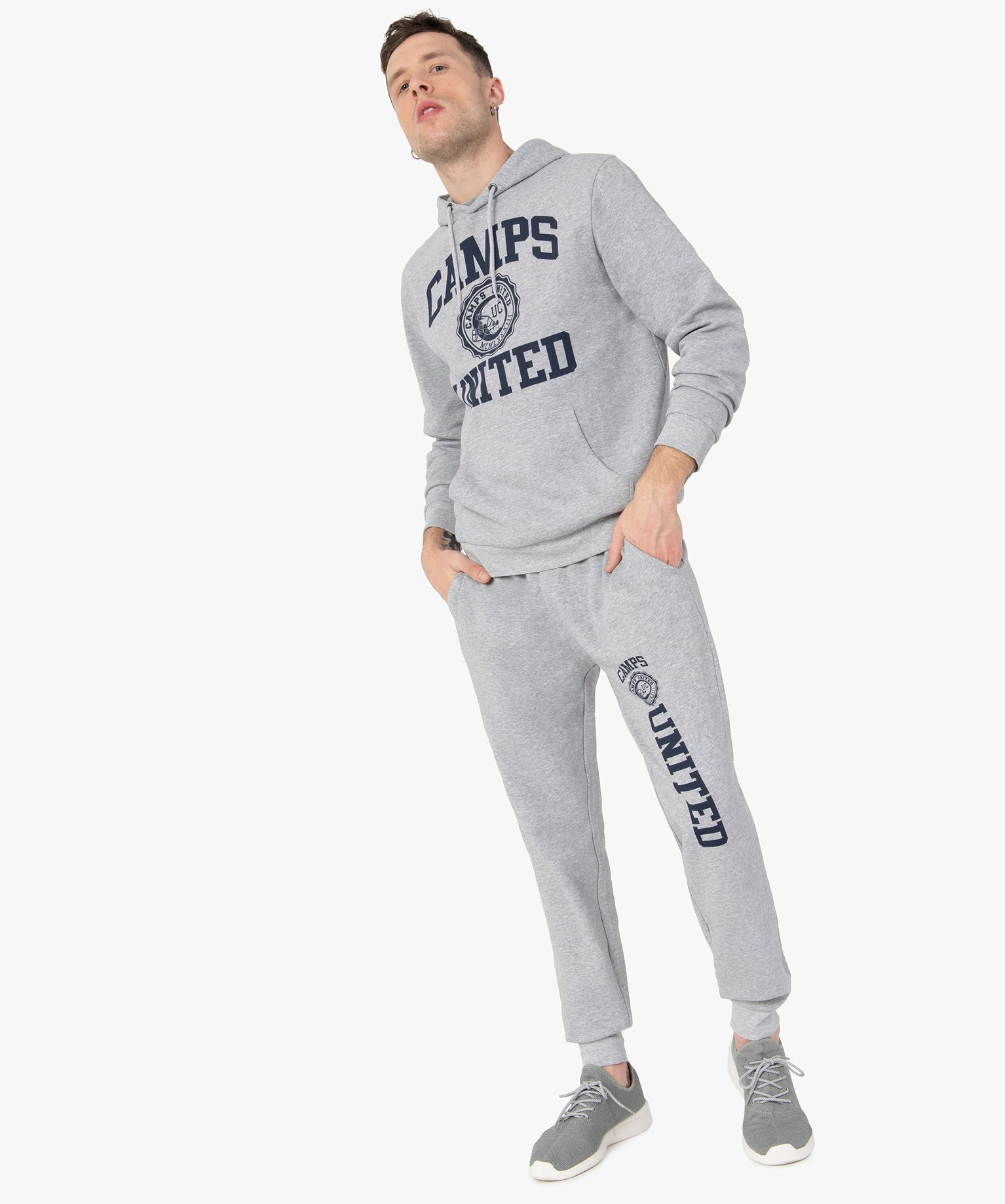 Sweat homme à capuche avec motif XXL – Camps United gris | GEMO