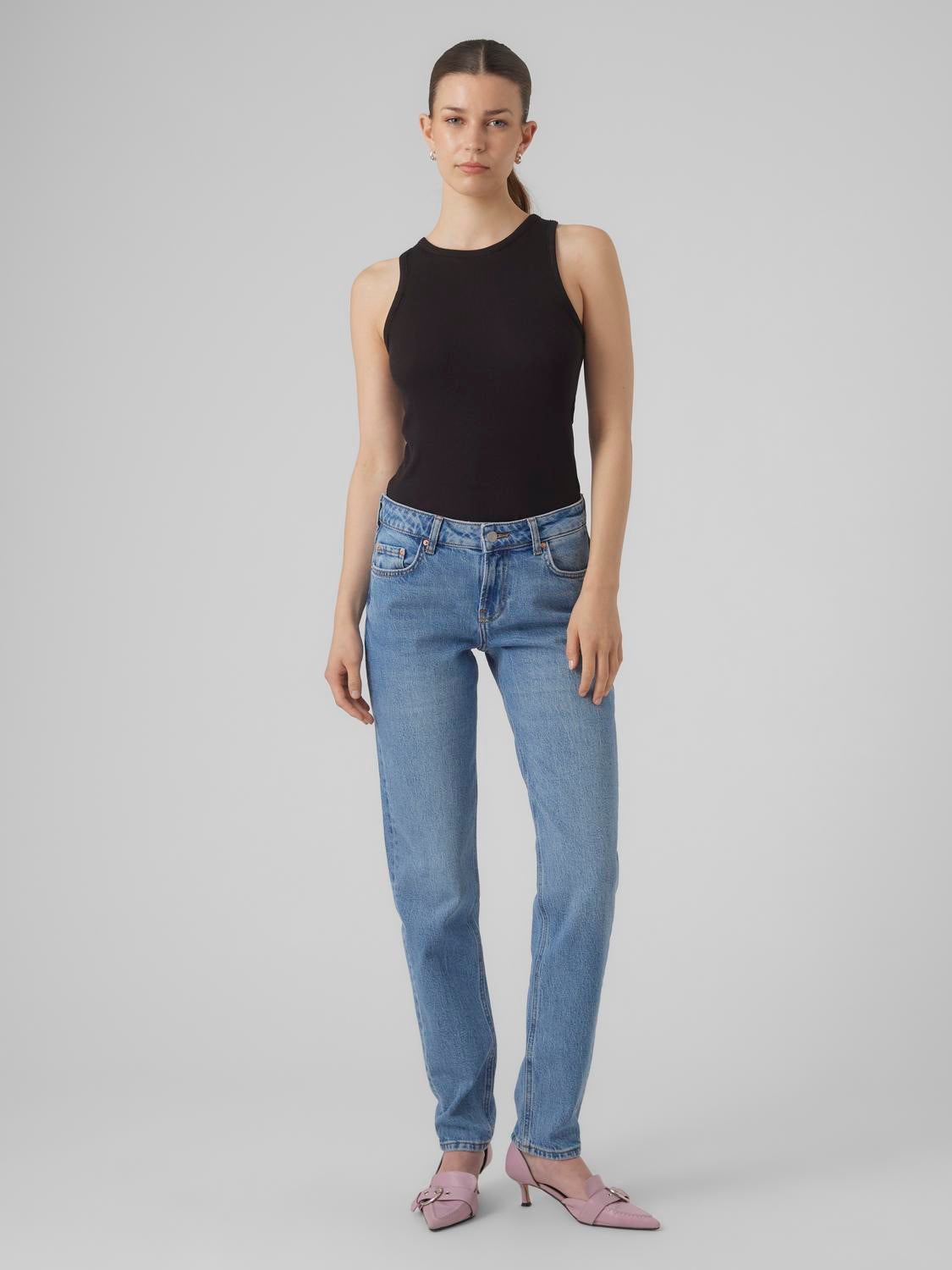 VMMARRY Niedrige Taille Hohe Taille Jeans