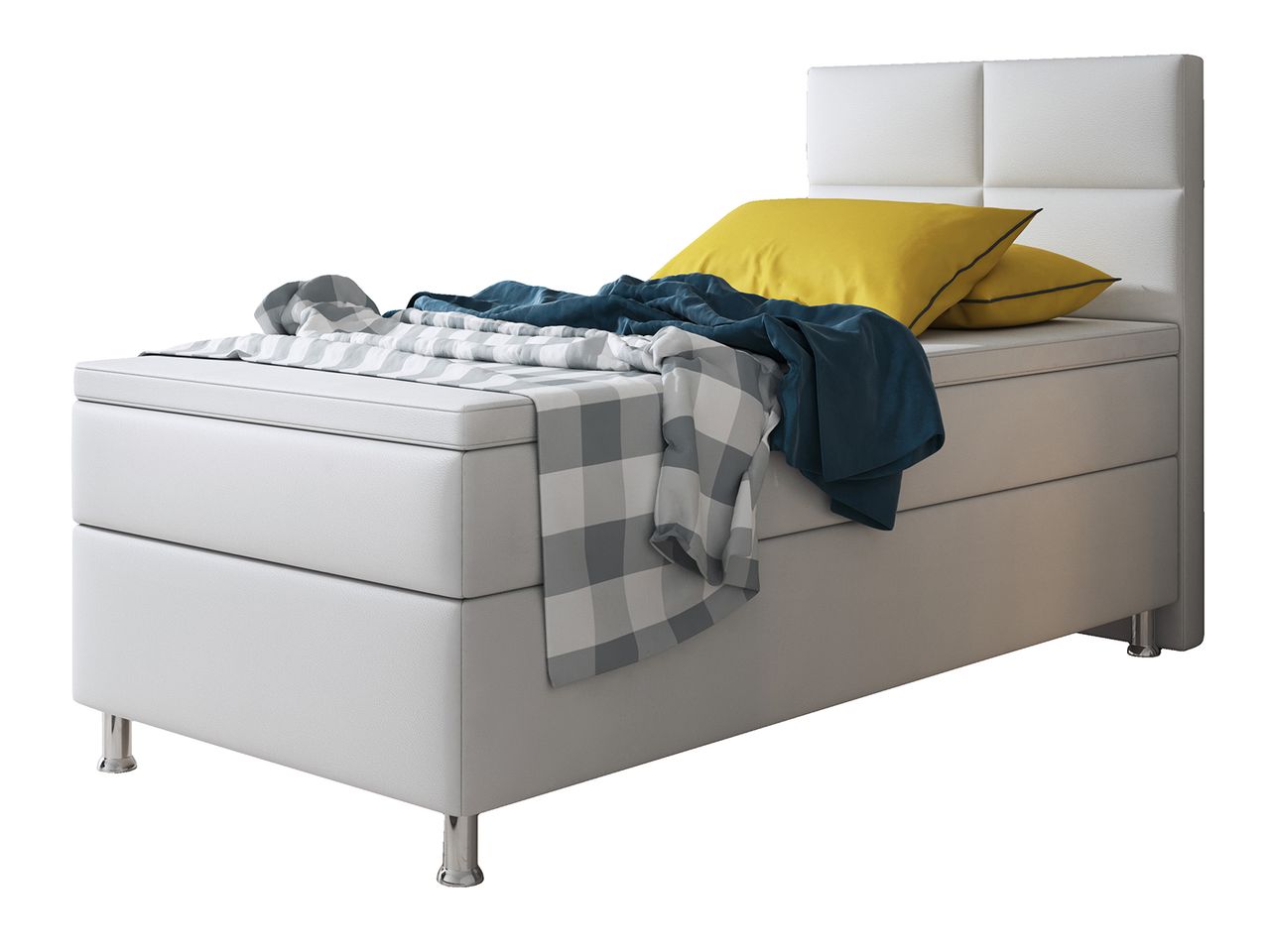 IHG Boxspringbett Miami 90x200 cm Kunstleder Weiss