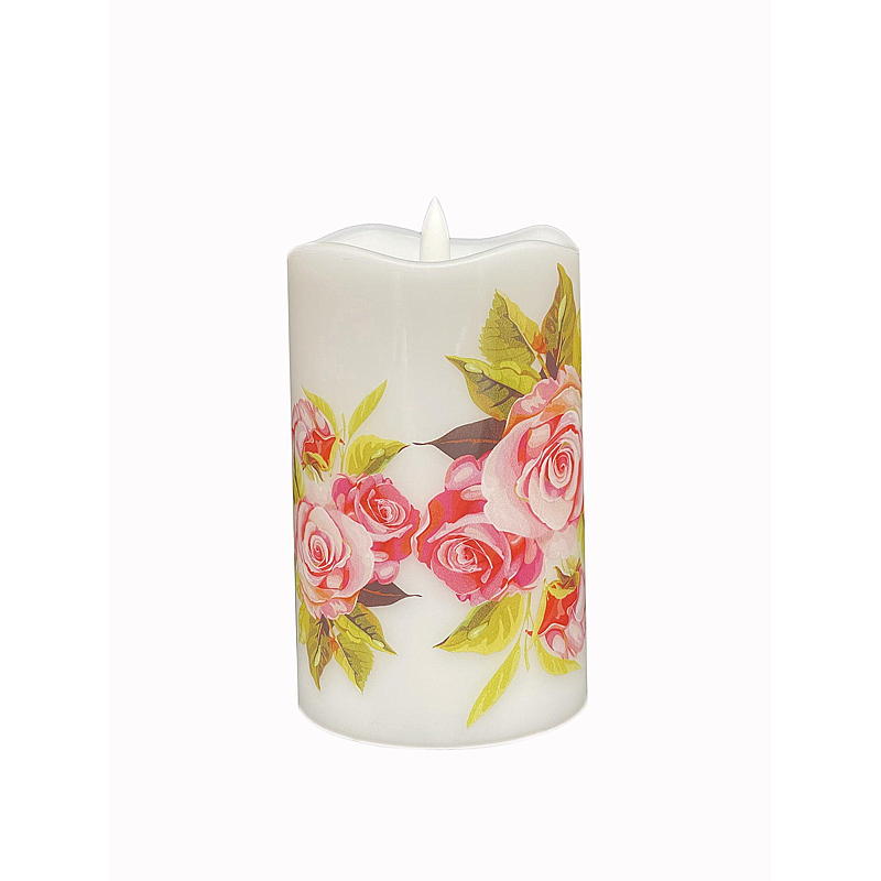 Vie Home Kubbelys 12,5 cm m/print LED timer Rose