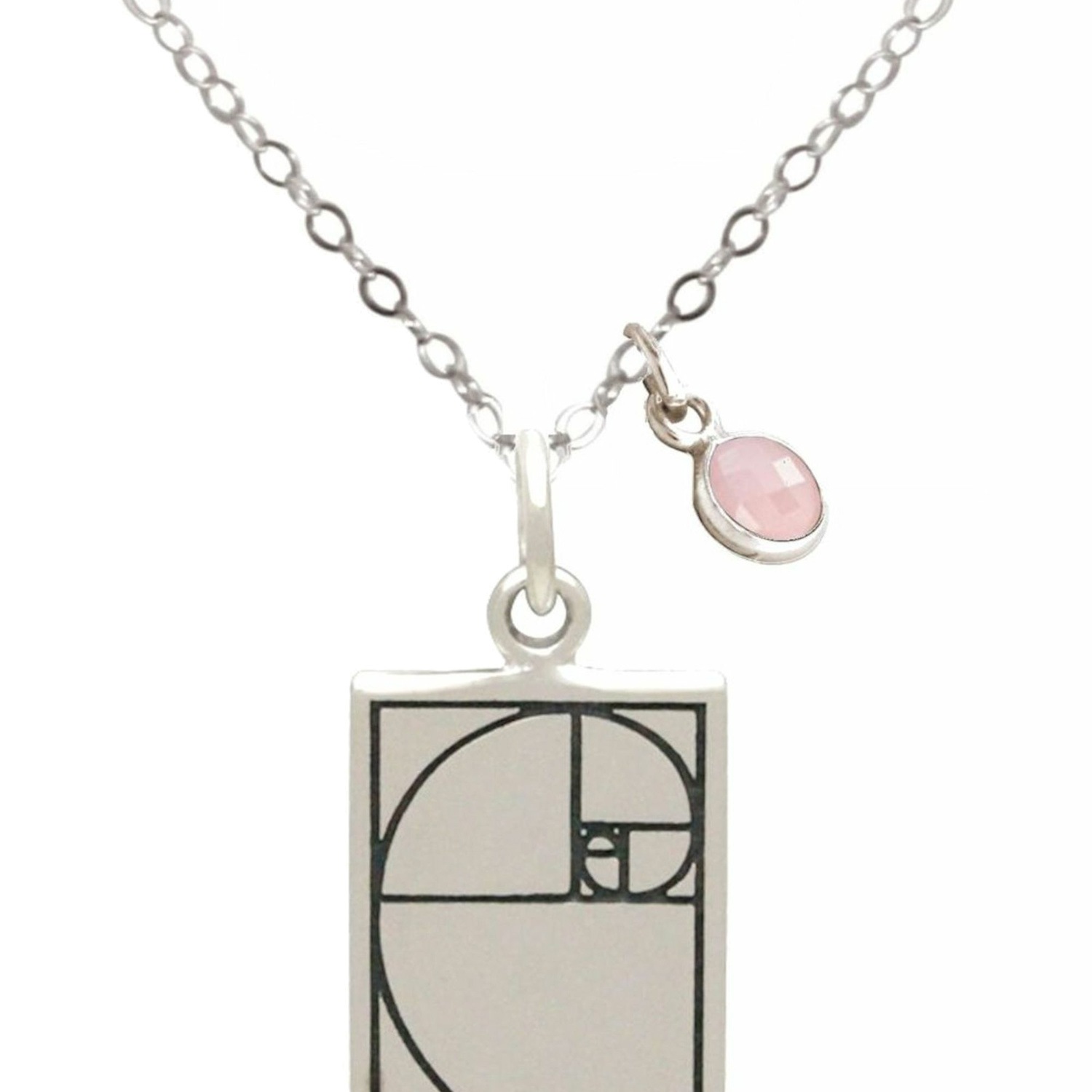 Kette mit Anhänger 'Fibonacci Schnitt ROSENQUARZ'