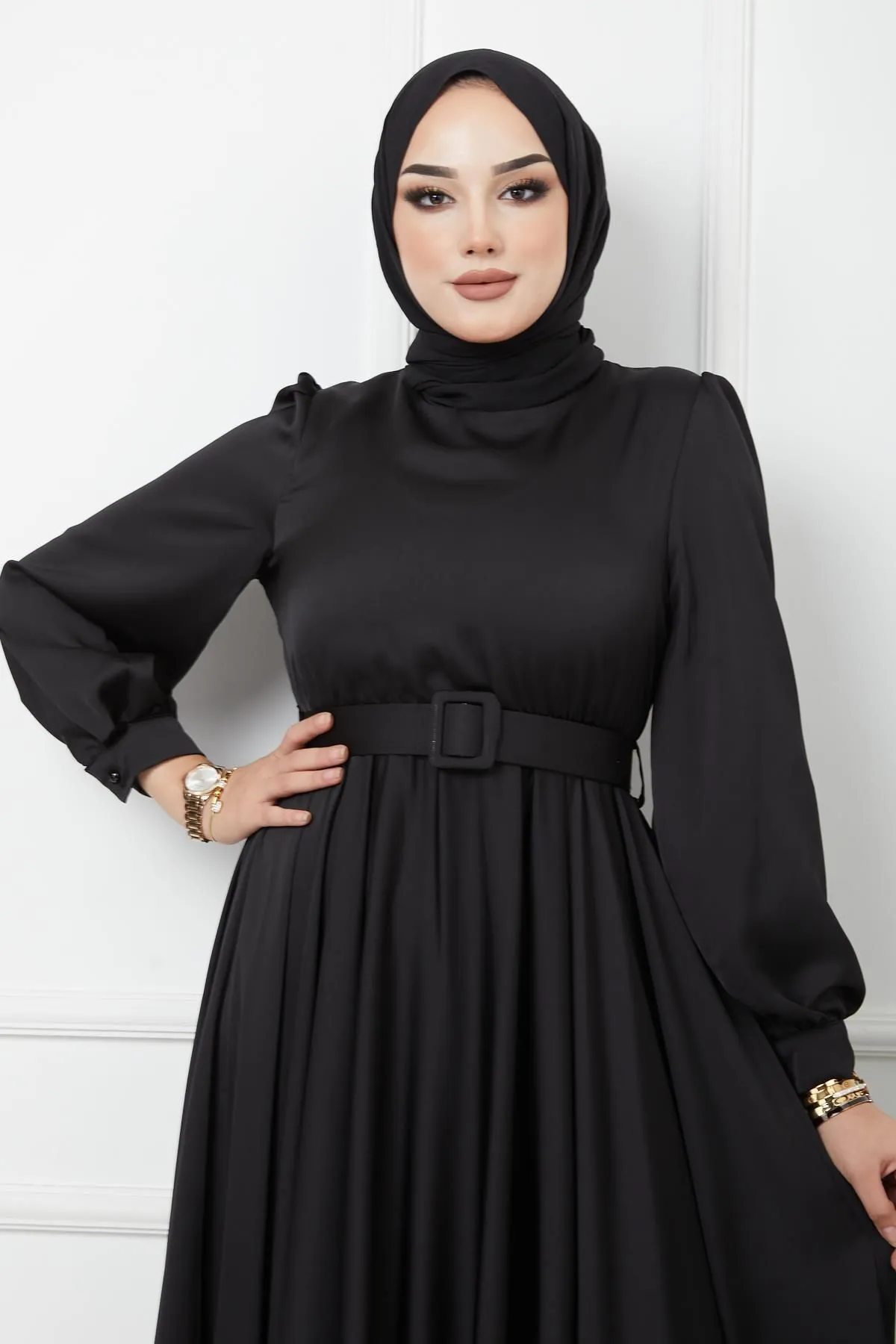 Olcay  Gürtel-Accessoire, ausgestelltes Abendkleid SCHWARZ 1602