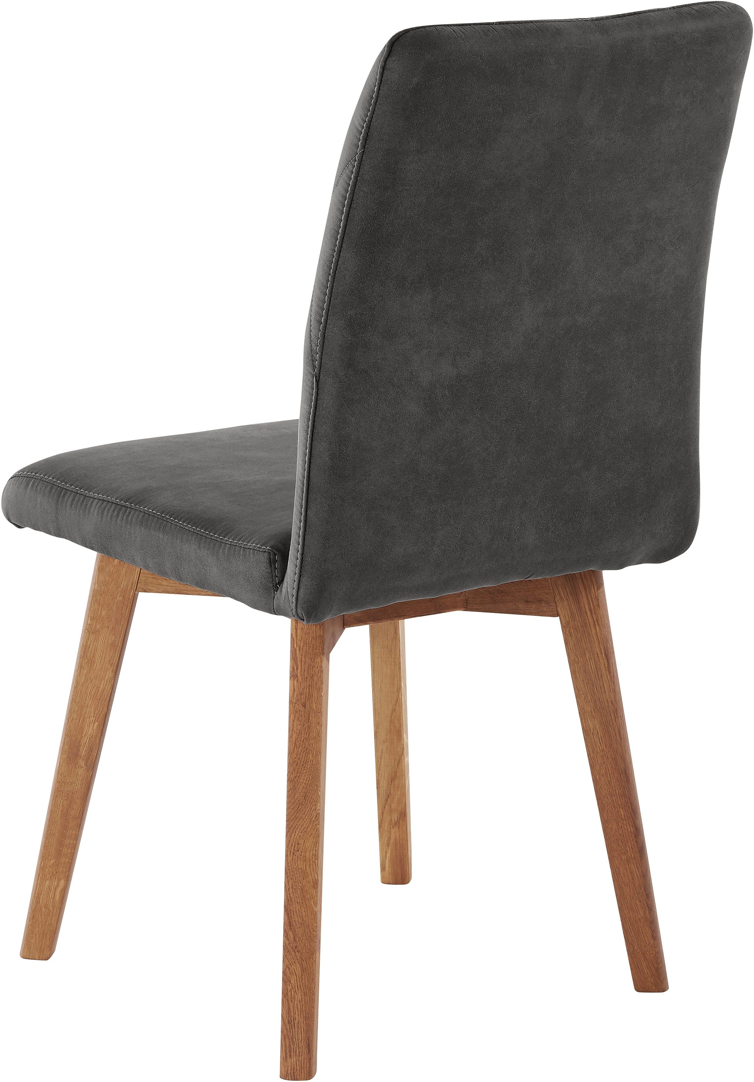 Home affaire 4-Fußstuhl Brest (Set, 2 St), Gestell aus Eiche Massivholz geölt