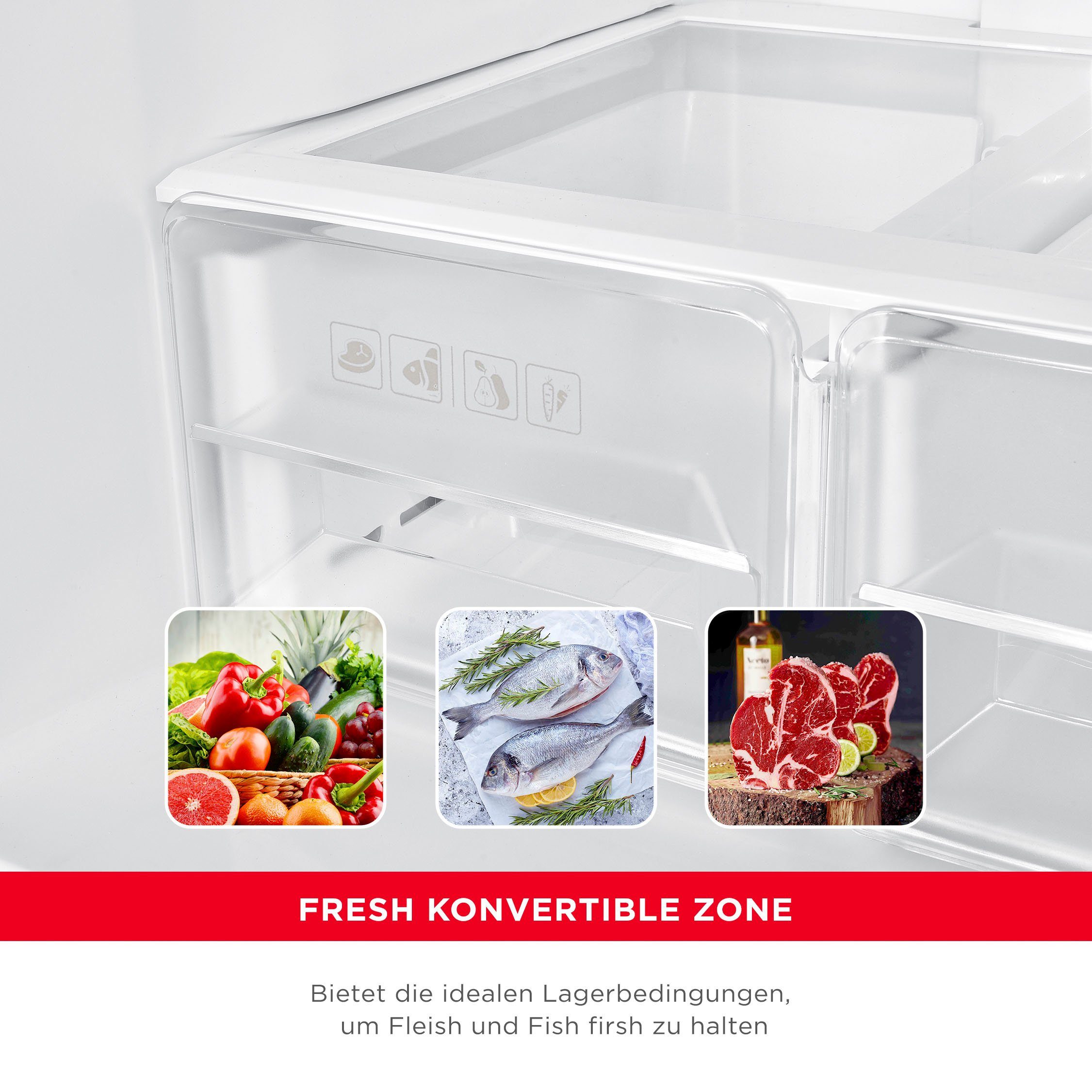 Hanseatic Multi Door HCDB18080DWDBI, 180 cm hoch, 79 cm breit, NoFrost, Wasserspender, Display, Türalarm
