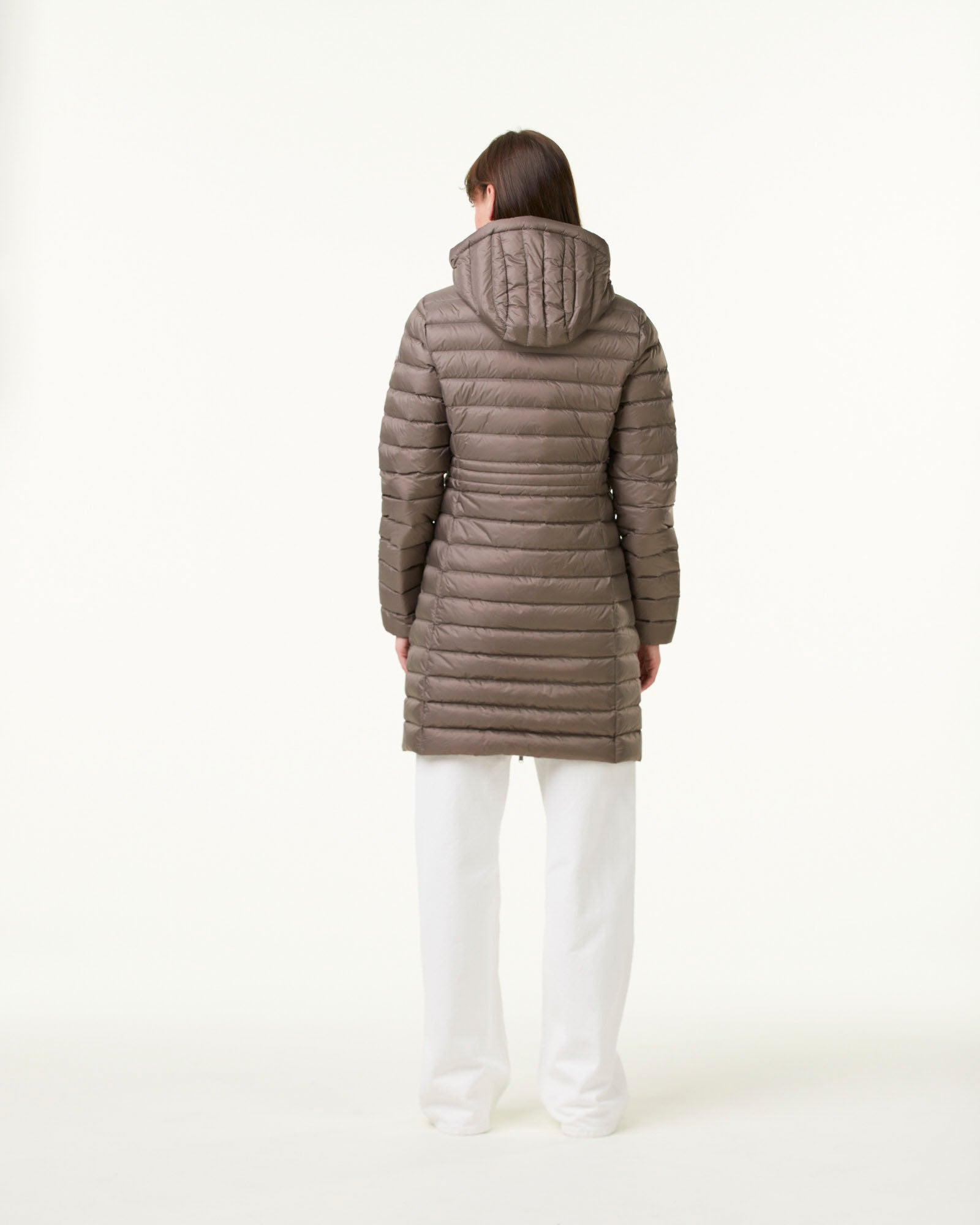 Doudoune longue à capuche Taupe Vero 2.0