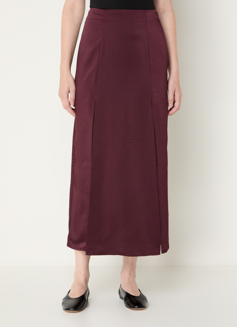 Fusta midi din satin cu fanta Claudie Pierlot Sapini