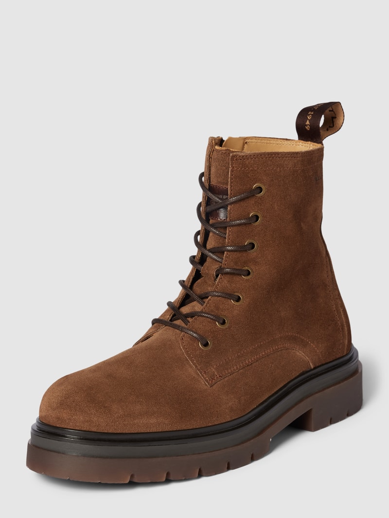 Schnürstiefel mit strukturierter Sohle in hellbraun