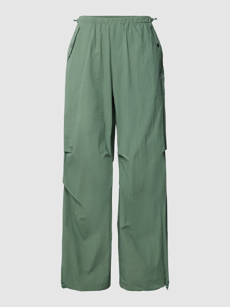 Hose mit Label-Stitching Modell 'Small Signature' in olivgrün